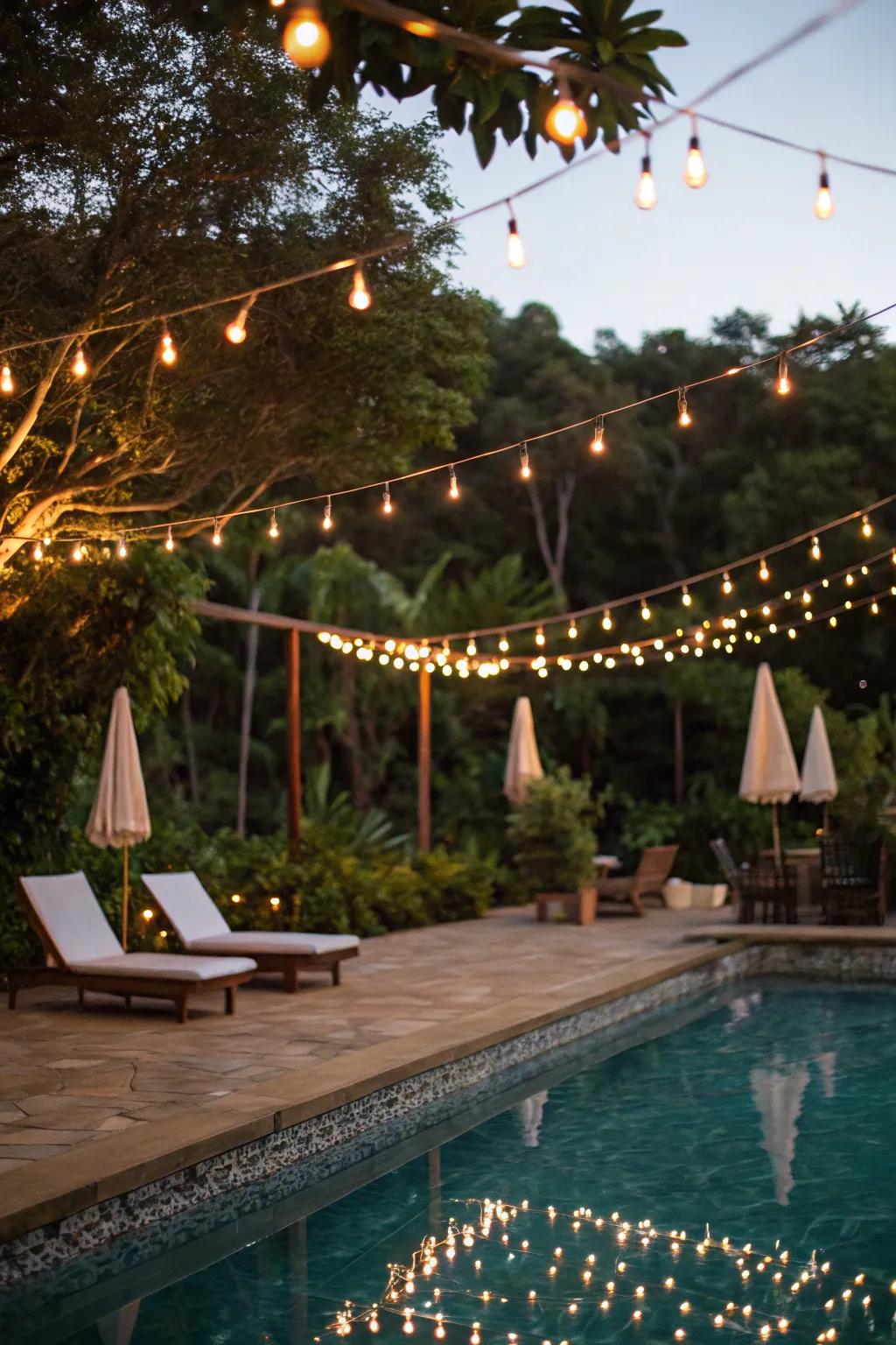 Rope illumination provides a playful allure to your pool area.