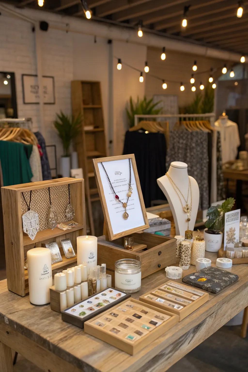 Carefully organized tabletop showcases can tell a product story and engage shoppers.