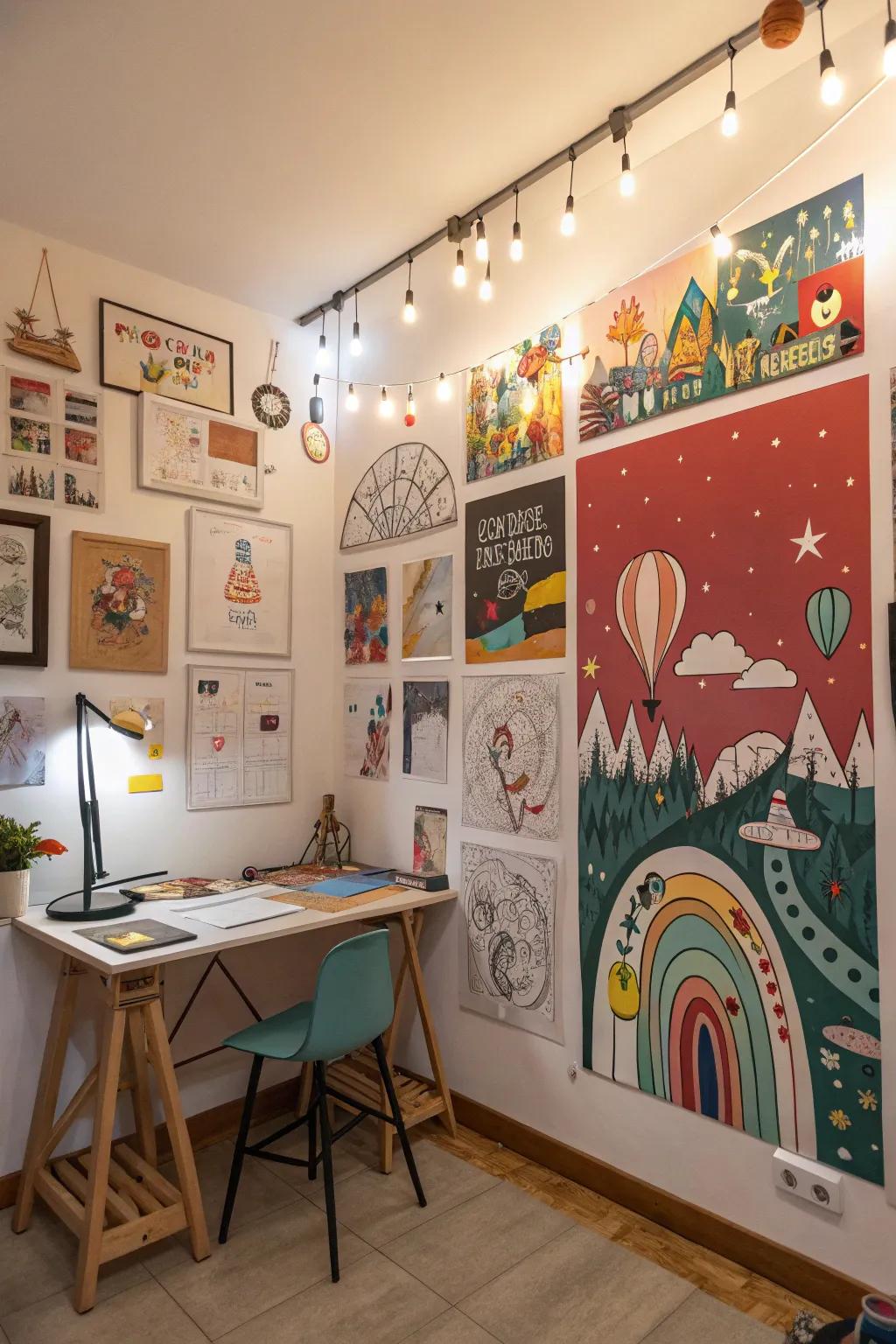 Whimsical illustrations give life to creative spaces.
