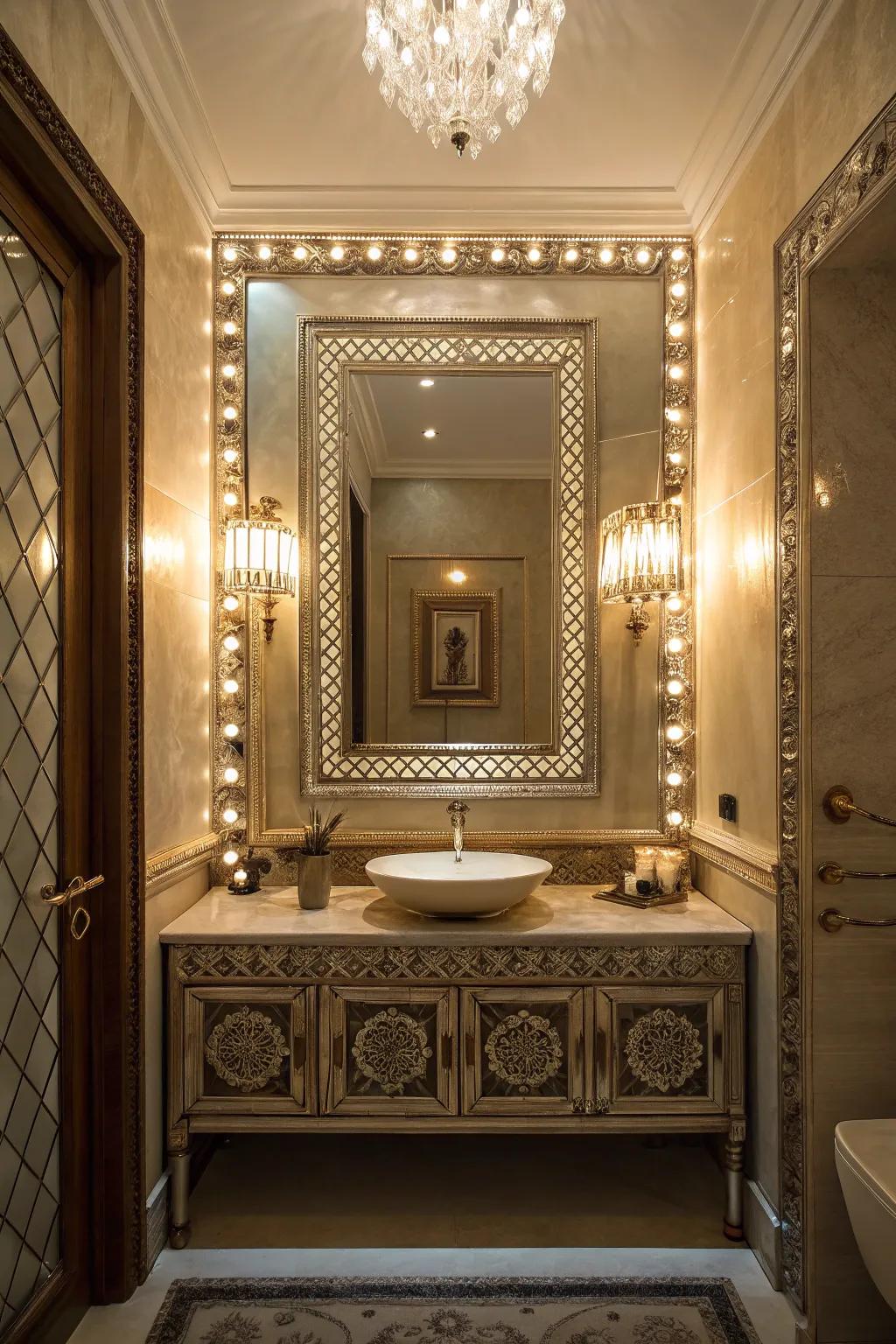 Illumination that highlights mirrors can achieve a balanced visual effect.