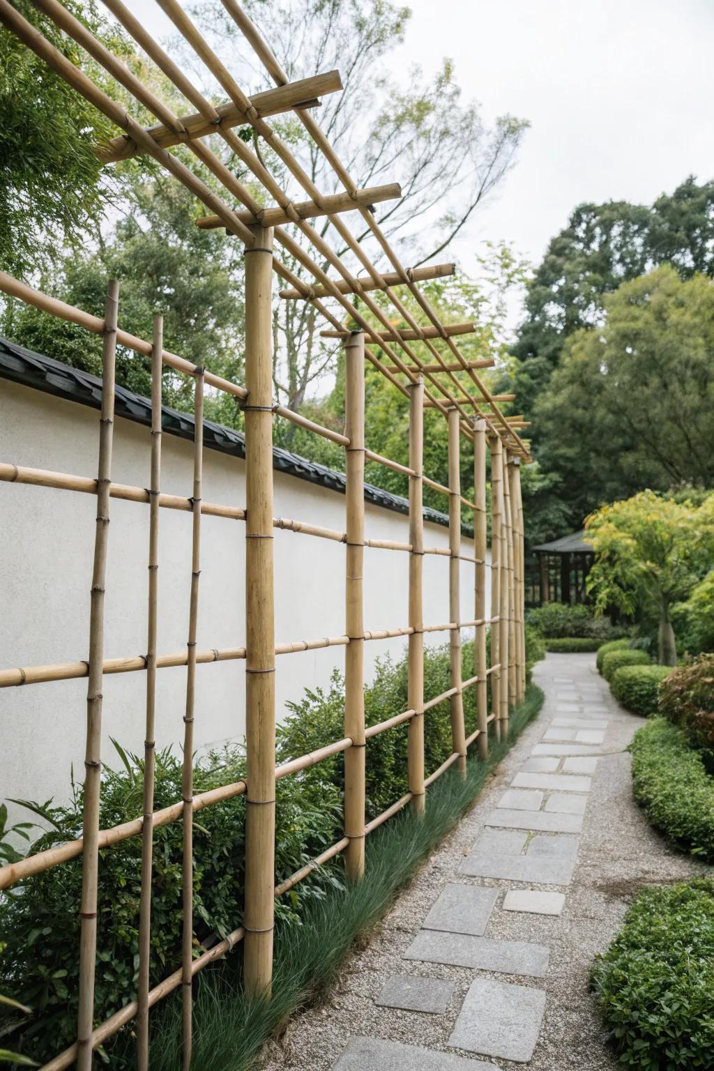 Add a hint of zen through an organic cane trellis.