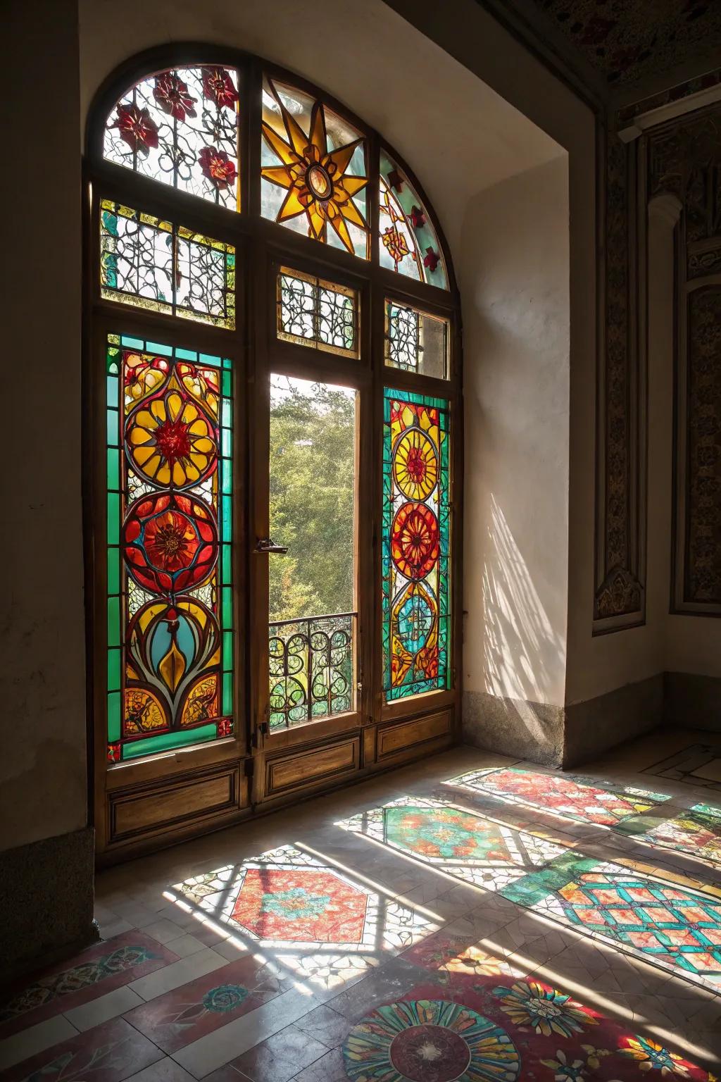 Colored glass enhances any room with beauty and privacy.