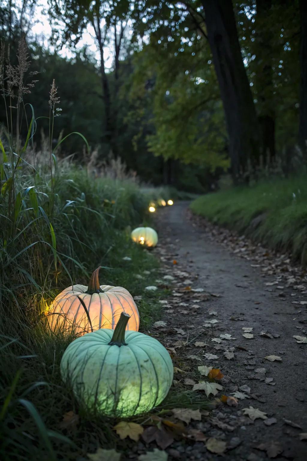 Illuminate the night with captivating radiant pumpkins.