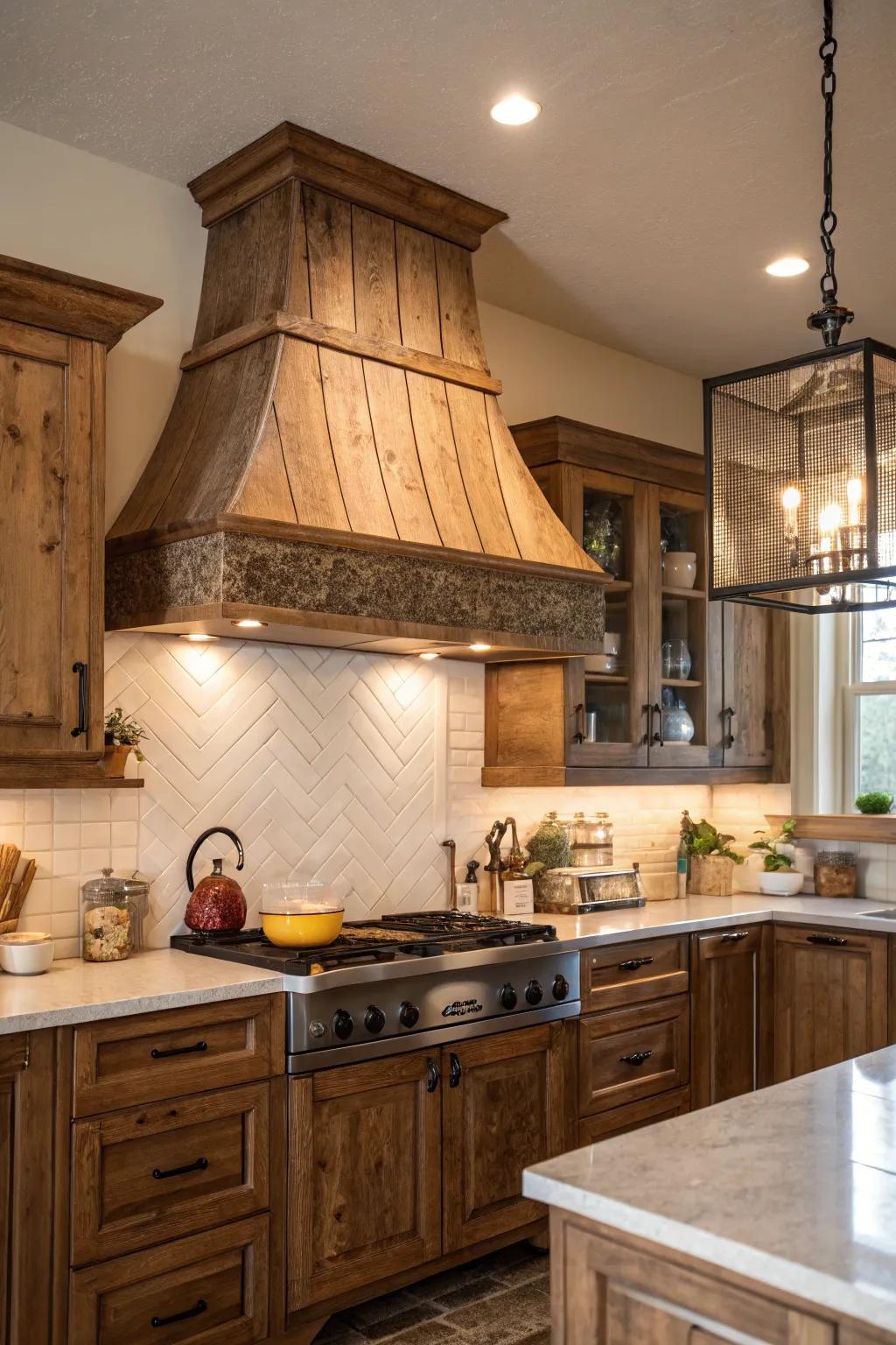 A down-to-earth timber range hood brings warmth and charm to any kitchen.