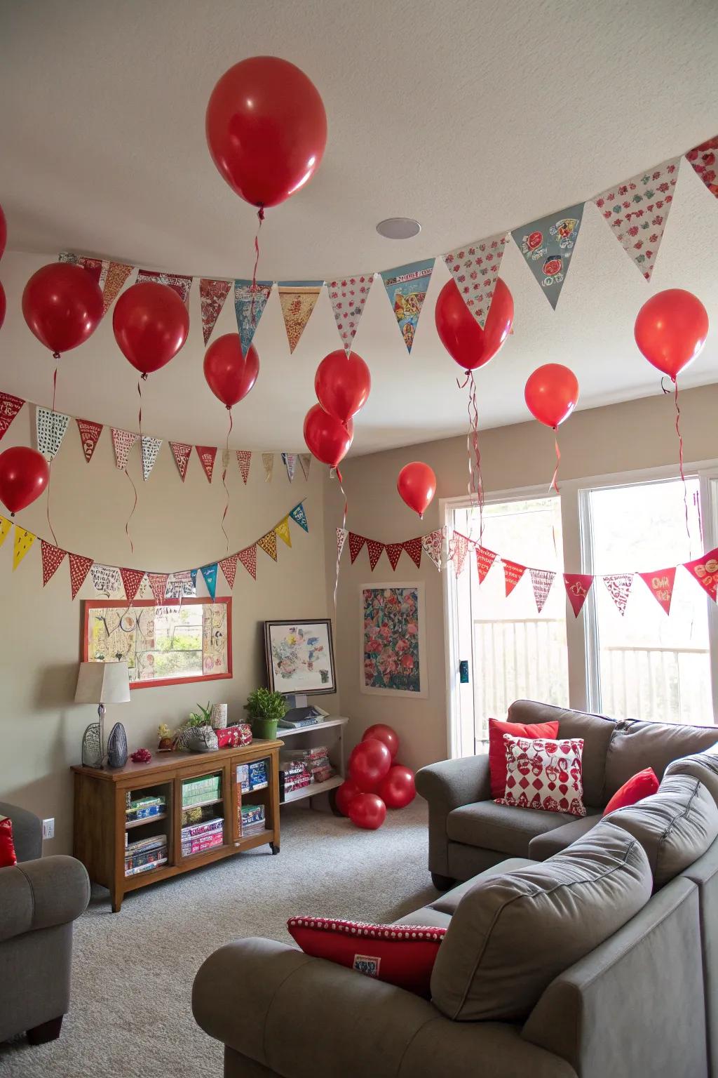 Scarlet decor establishes the quintessential celebratory vibe.