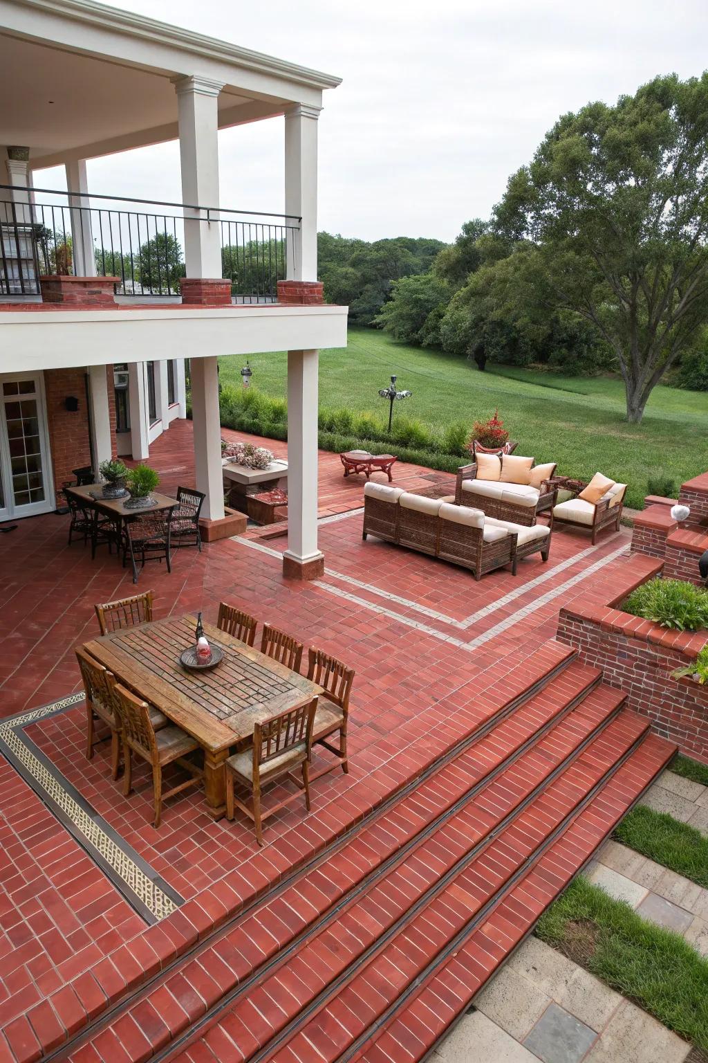 Tiered designs impart dimension and flair to your patio.