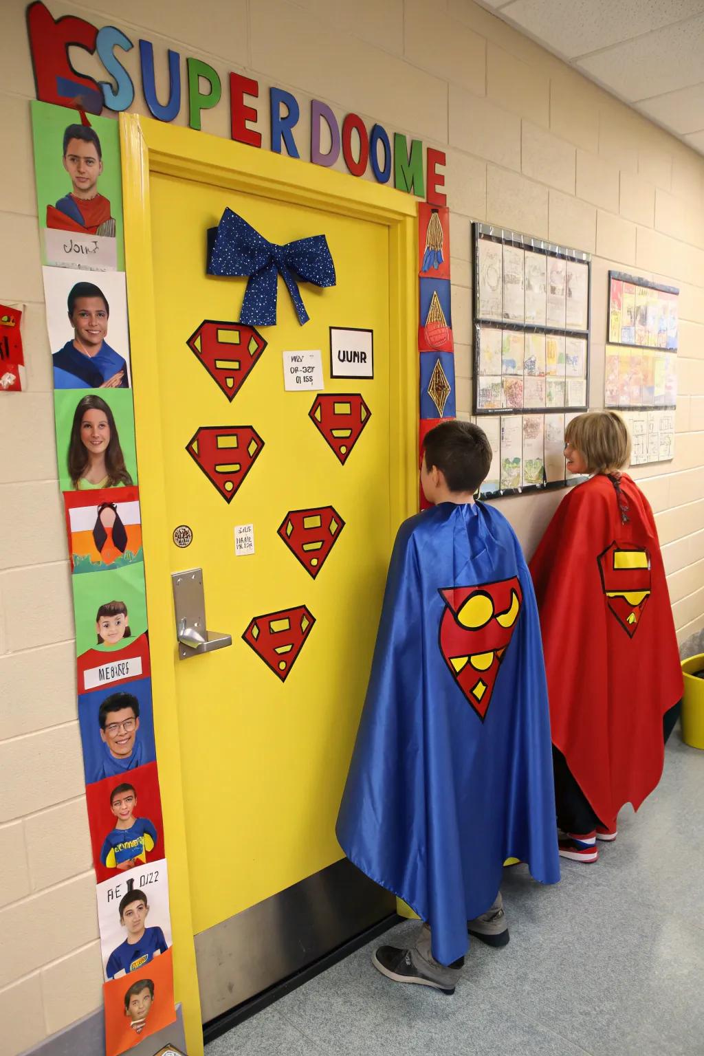 Take a heroic stance against drugs with a superhero-themed door.