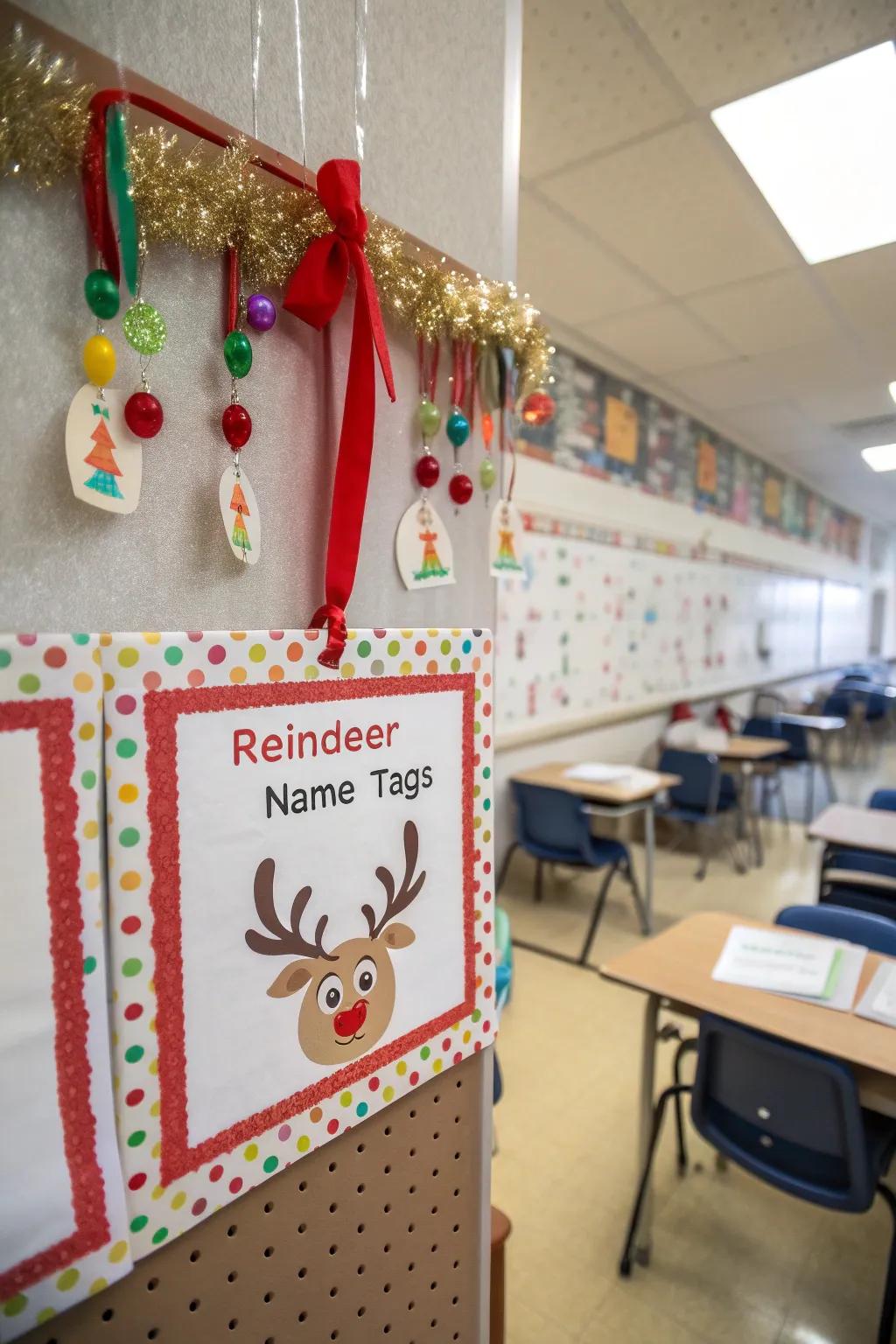 Unique reindeer identity labels make your display both engaging and personal.
