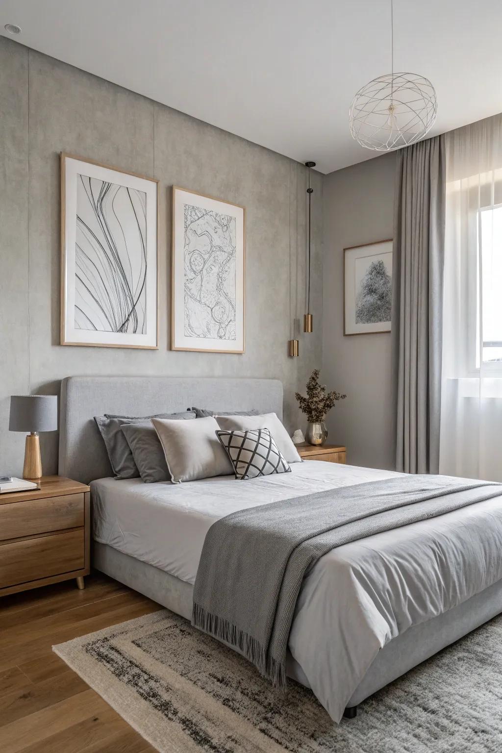 Simple wall decor enriches the tranquility of repose gray.