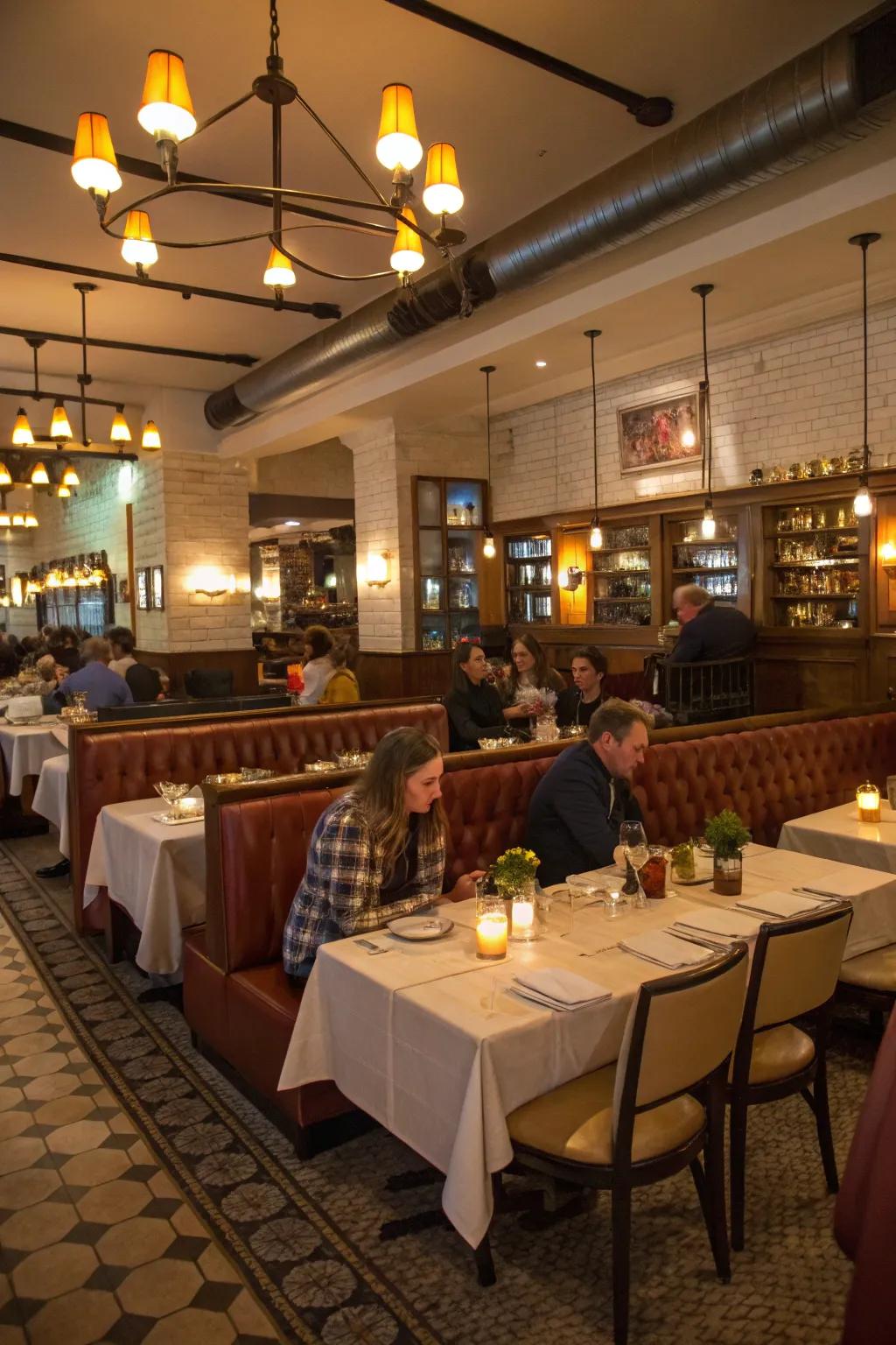 A variety of seating arrangements can greatly enrich the dining experience.