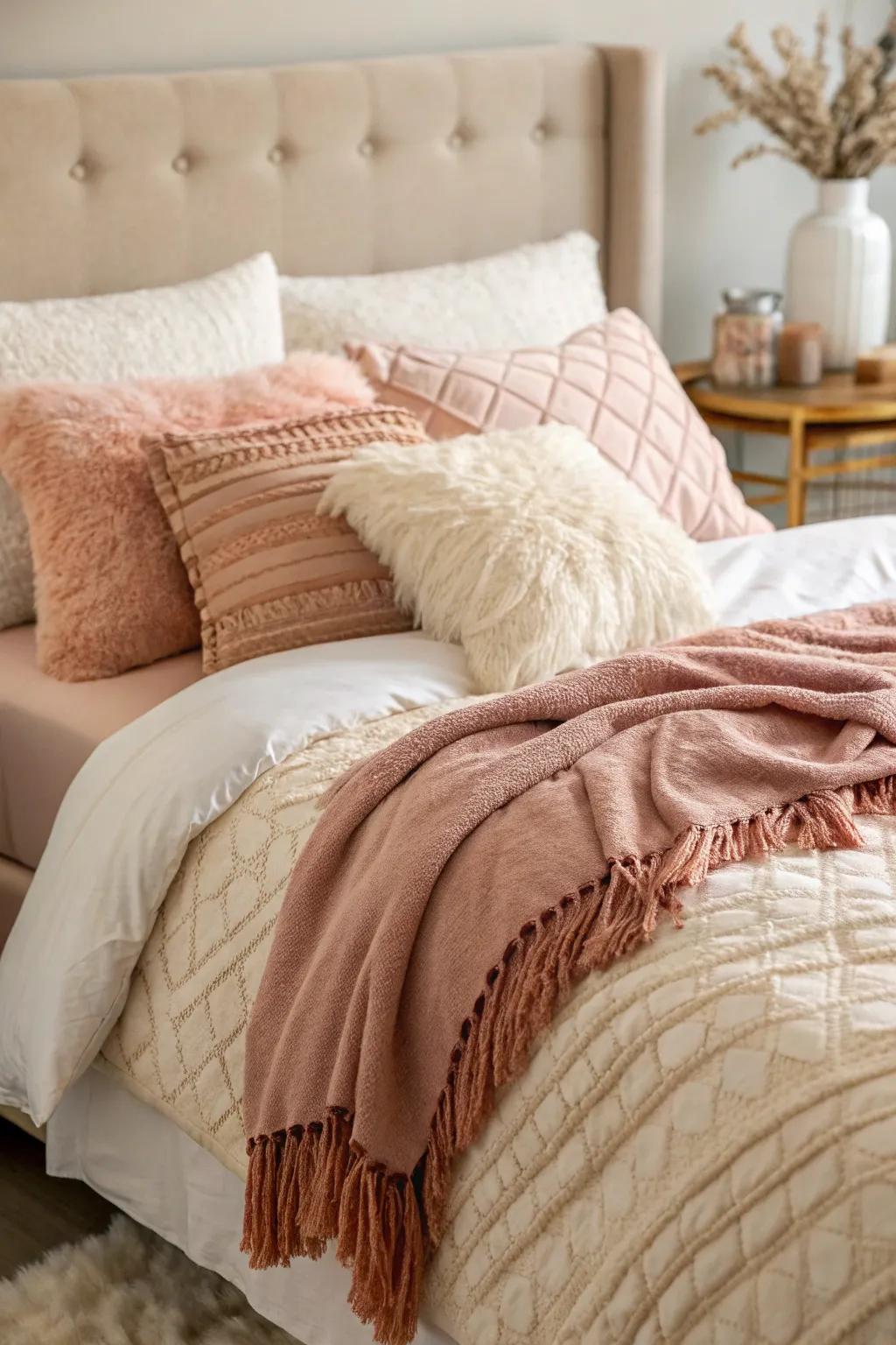 Opulent bedding with layers of bliss for a romantic getaway.