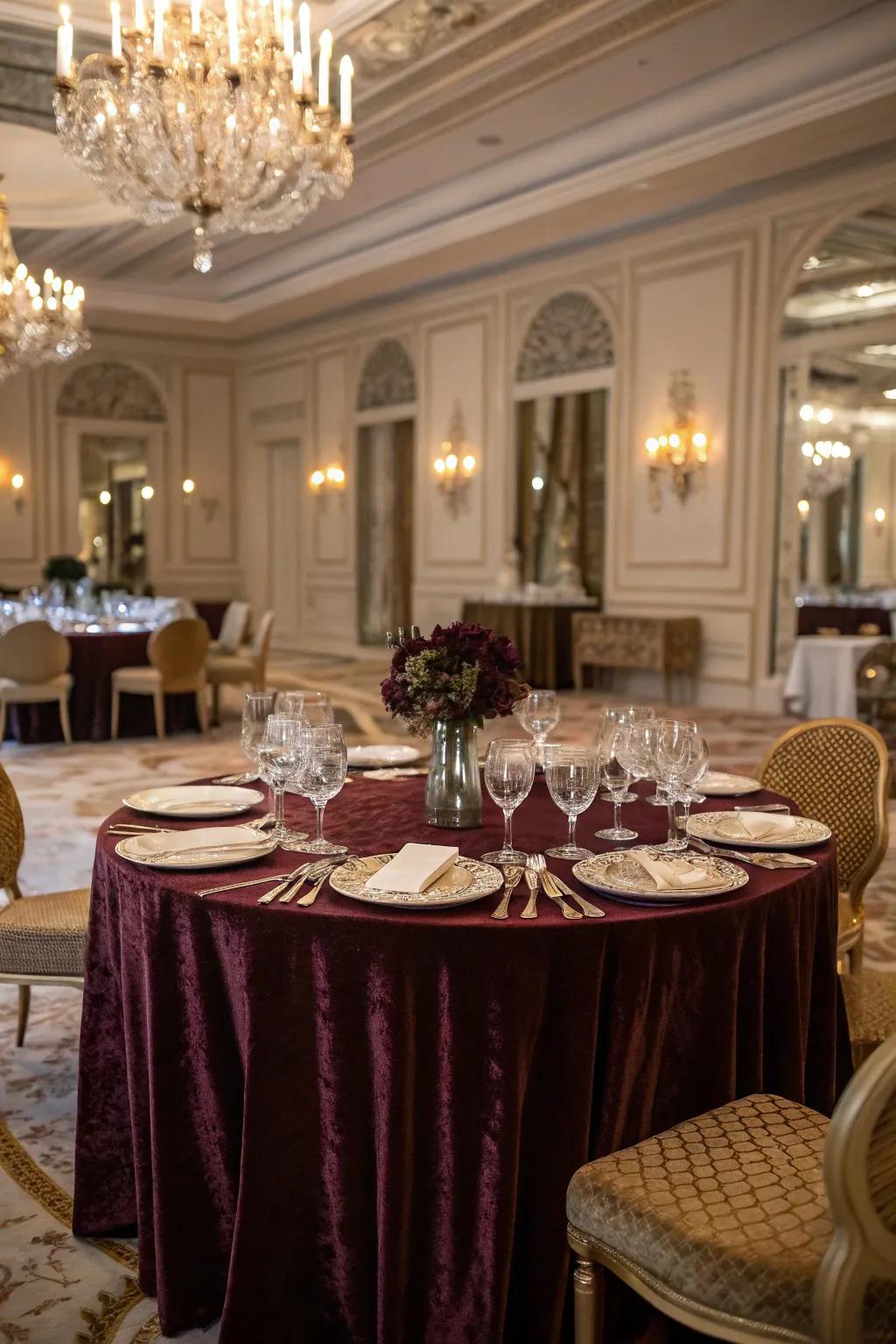 Textured cloths enhance the mealtime occasion.