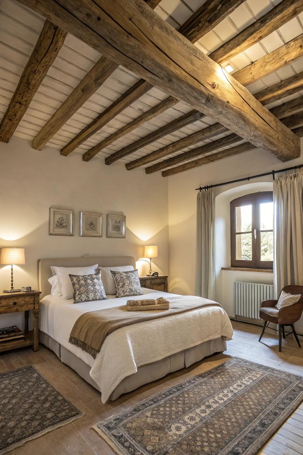 Visible wood supports enhance the country elegance of the space.