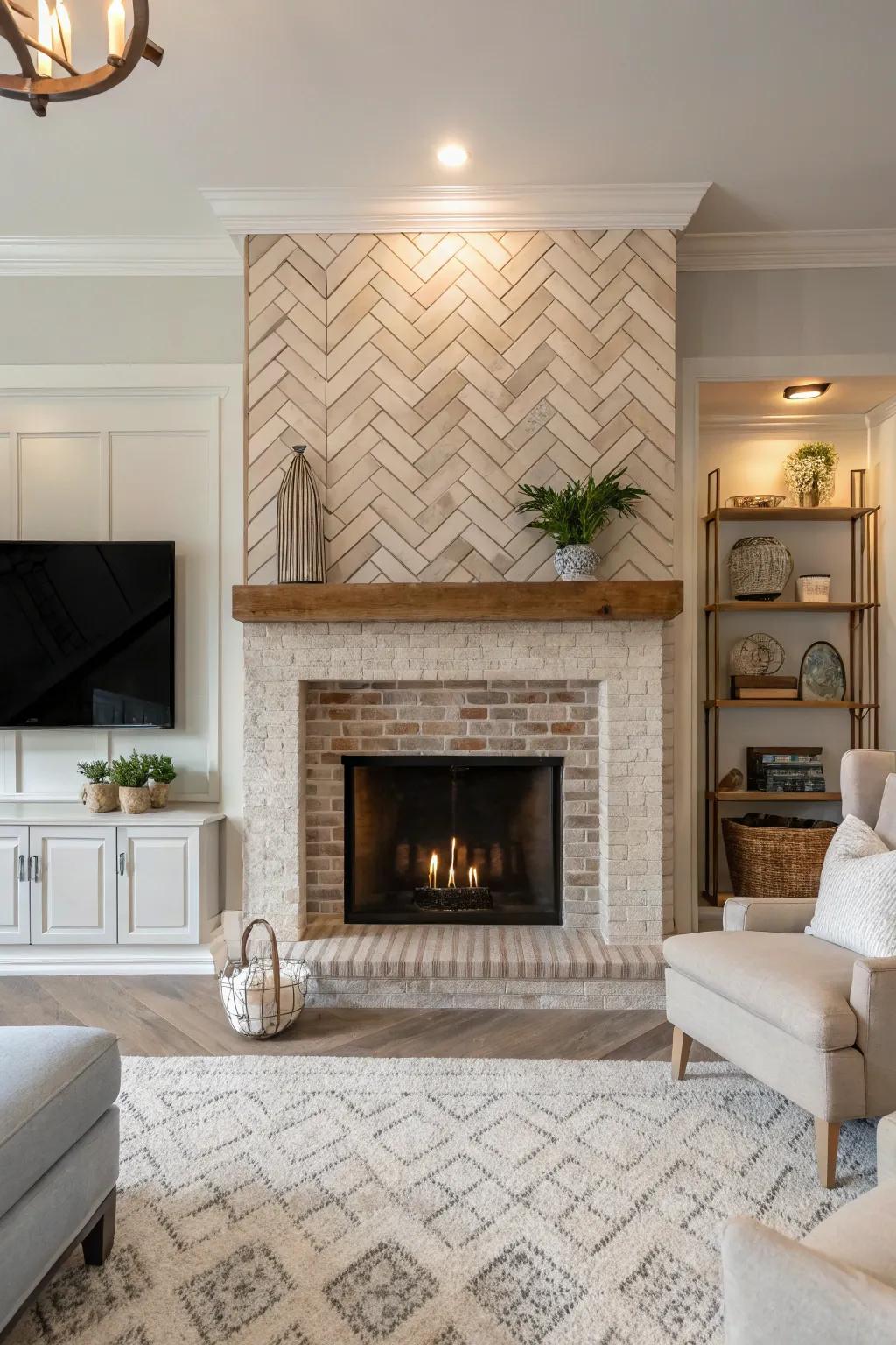 The herringbone pattern gives your living area a sophisticated touch.