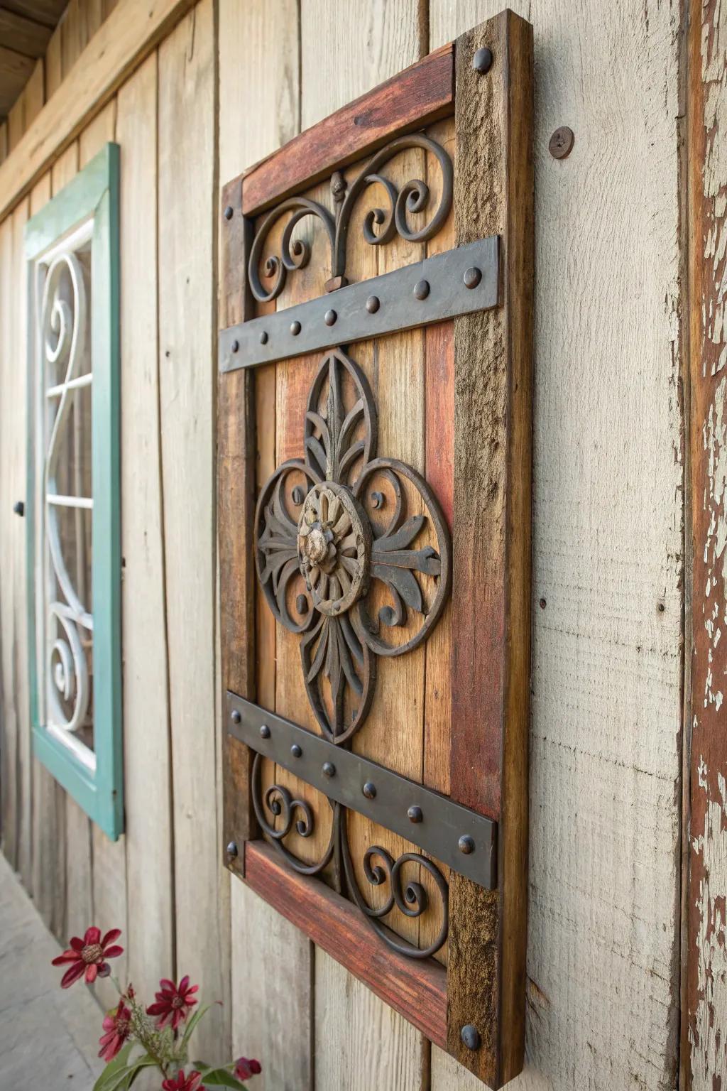 Country wall adornments with metal and timber details enhance the charm and character of the setting.