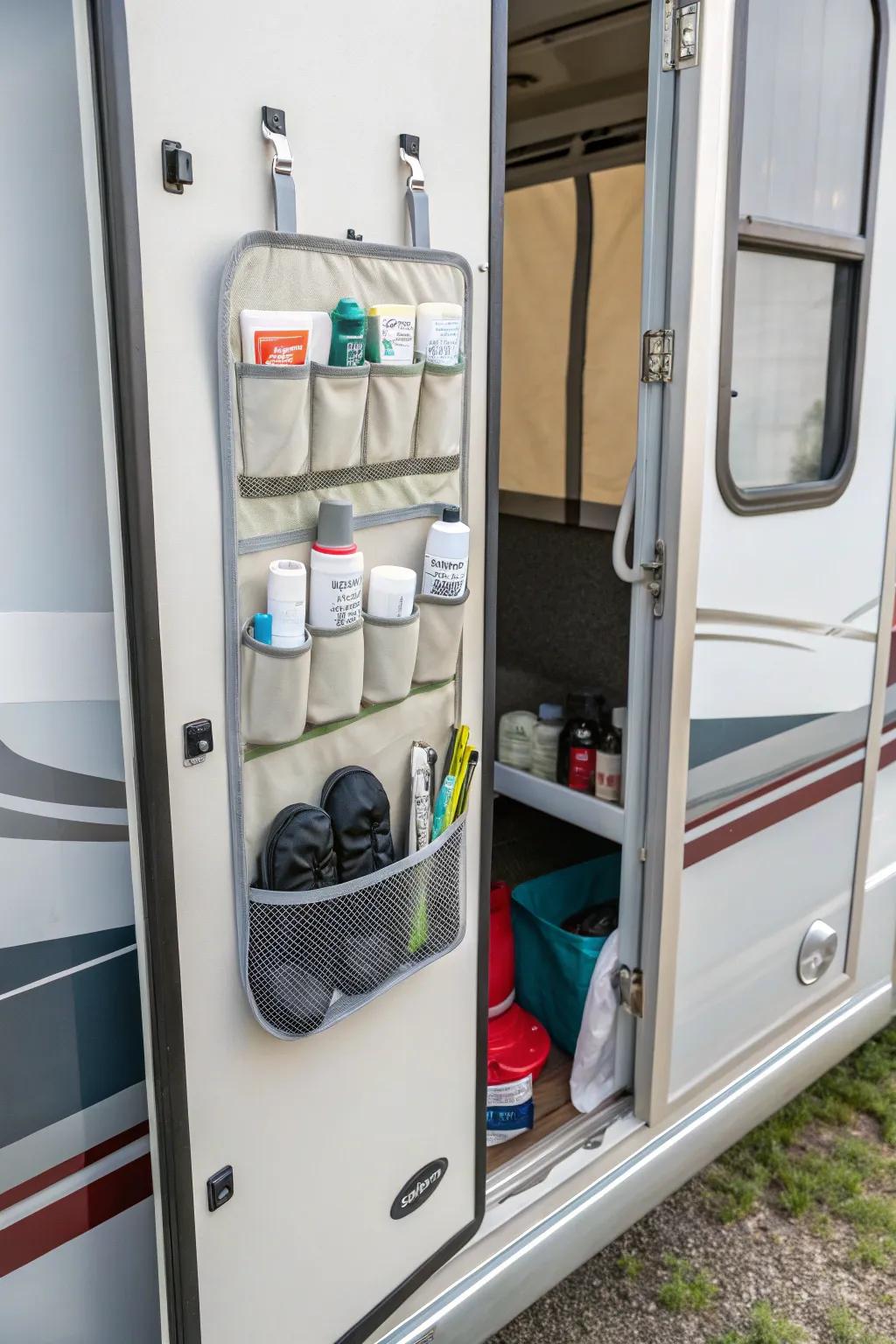 With an over-the-door organizer, you can make use of space.