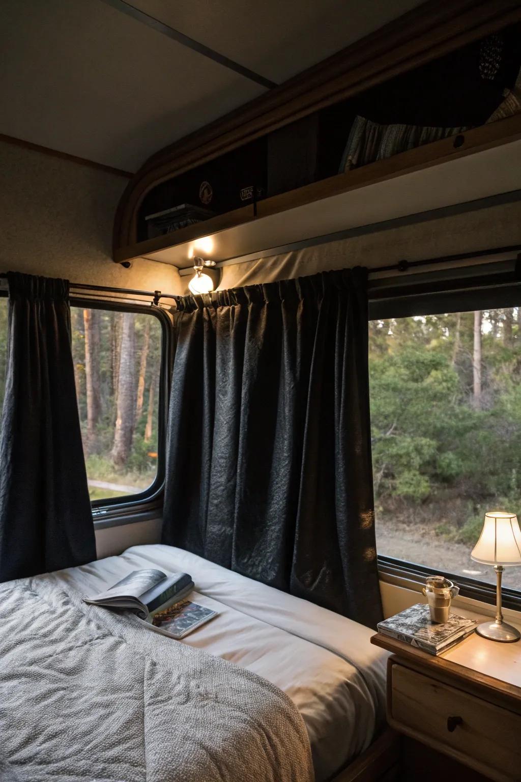 Complete darkness leads to restful nights with blackout curtains.