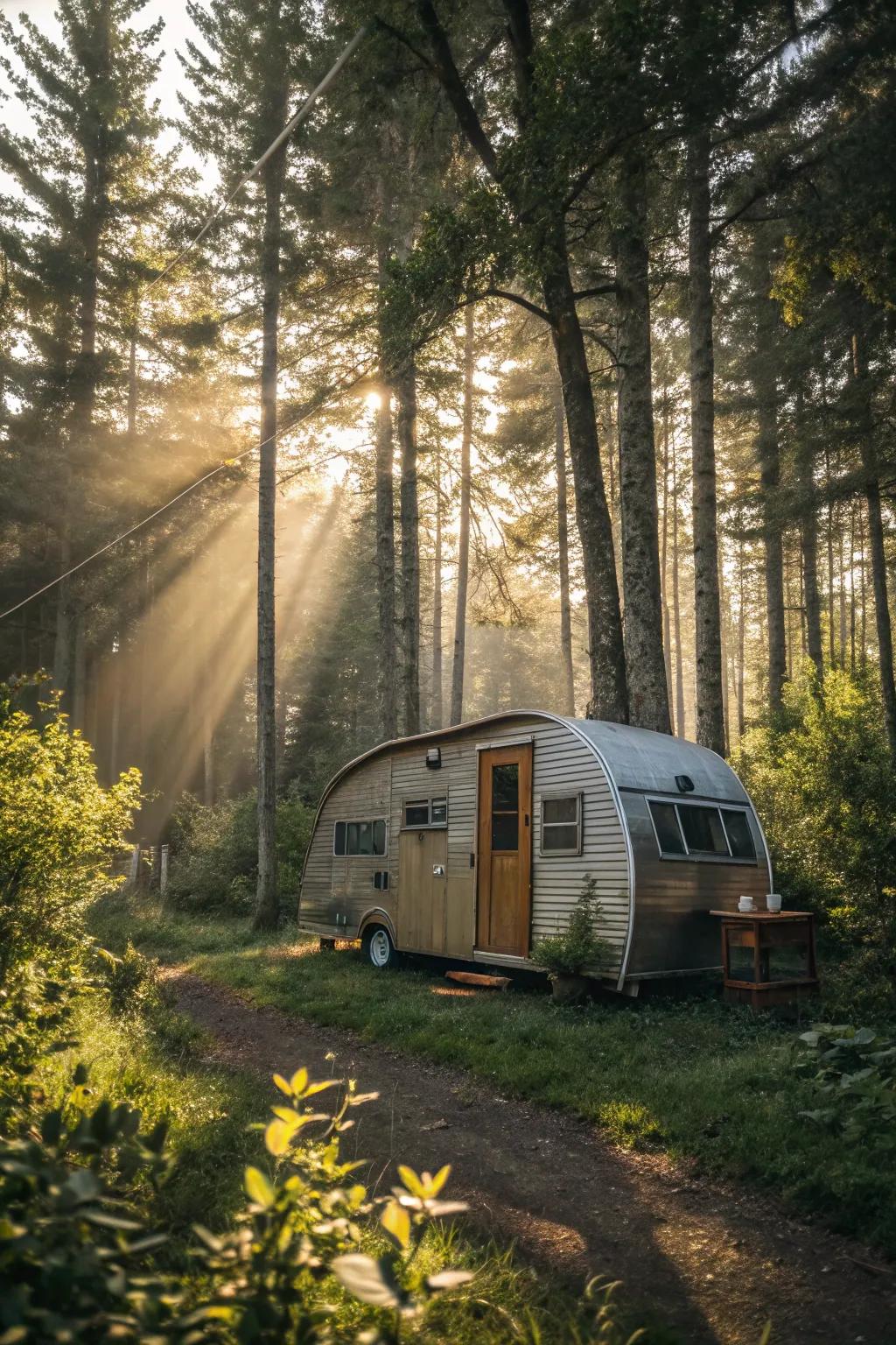 A harmonious blend of wood and metal in RV shed design.