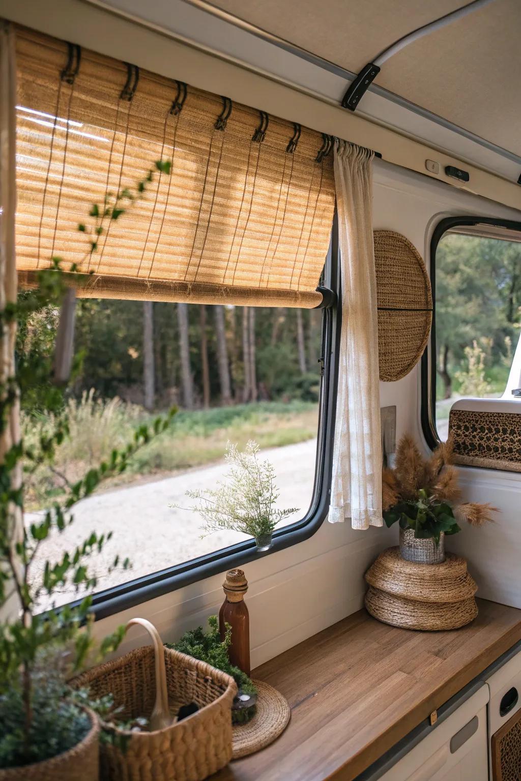 Reed screens provide warmth and an organic sensation to your RV.