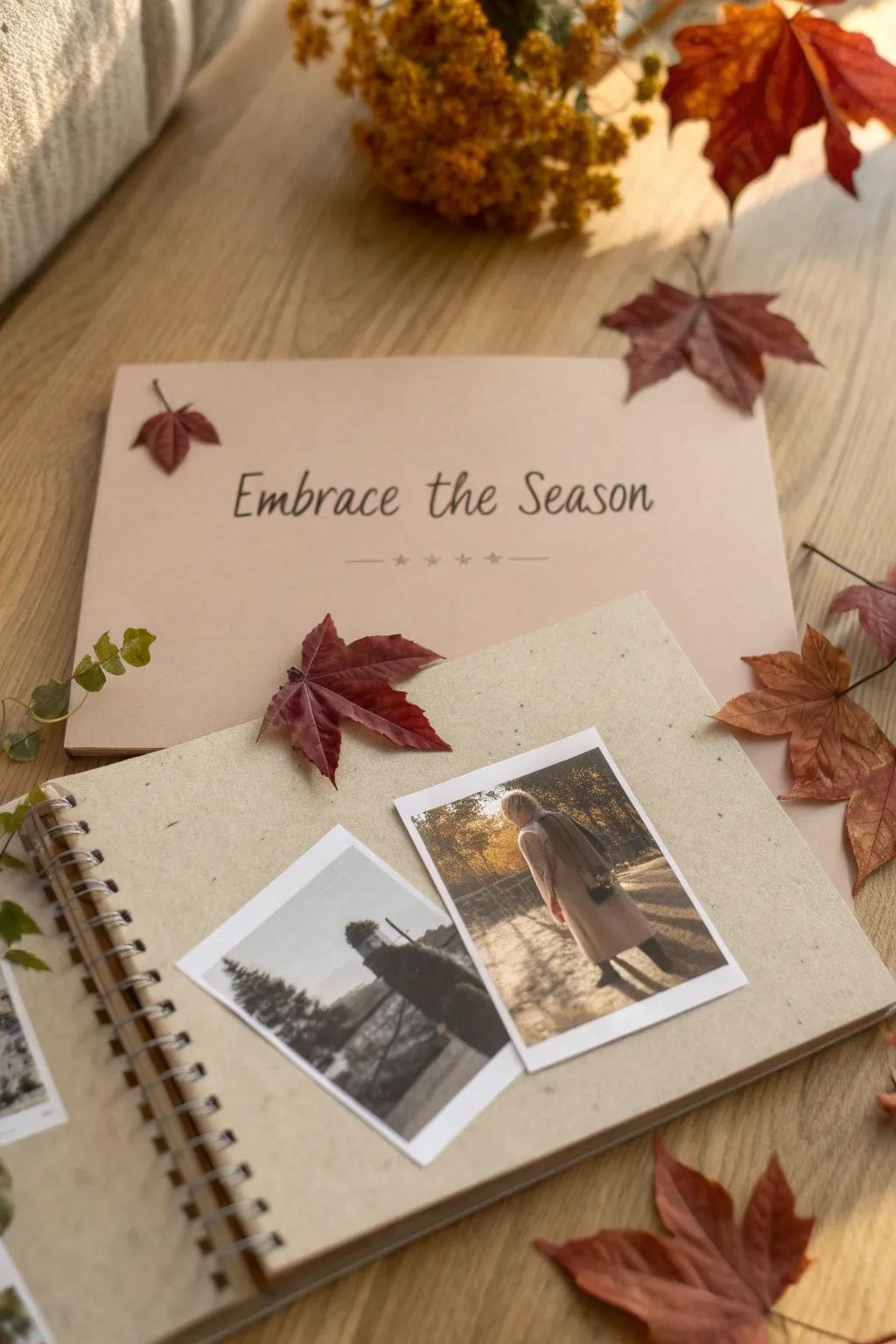 Catch the feel of the season with a beautifully themed scrapbook page. 🍂✨
