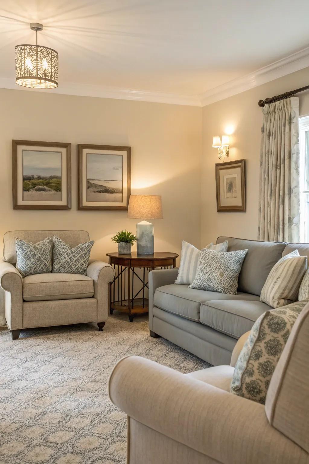 Neutral tones bring tranquility to your second living room.