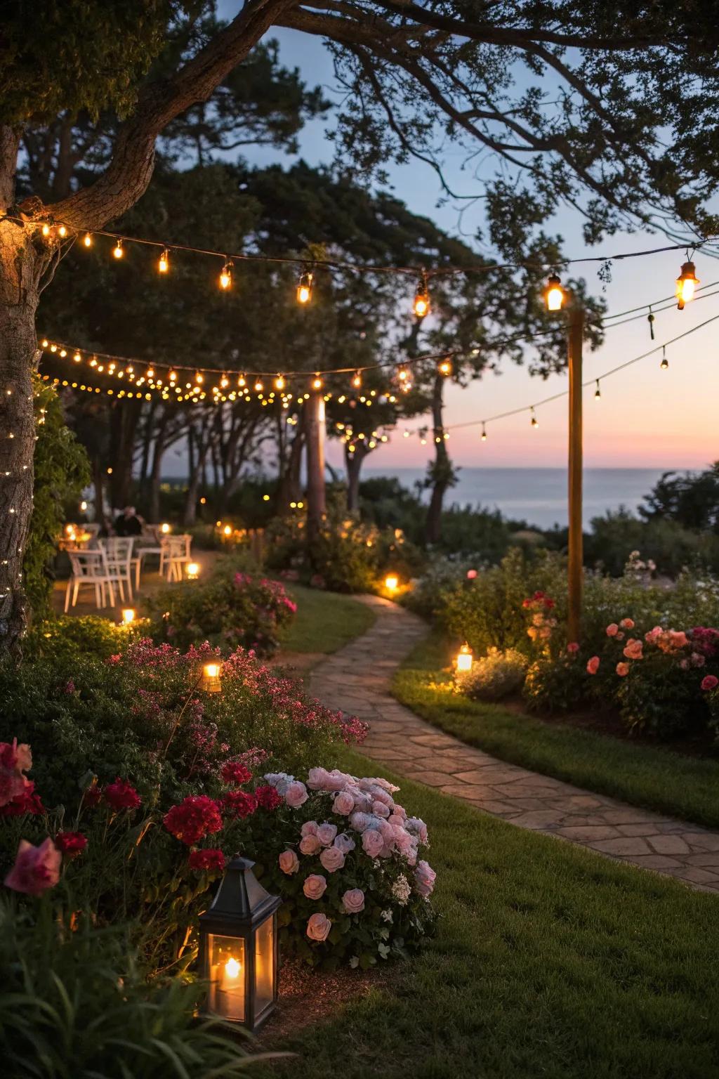 Enhance your garden with enchanting evening lights.