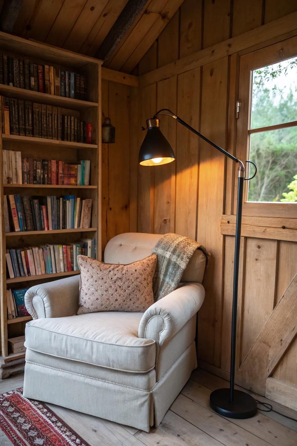 A reading space is ideal for relaxing with a good book.