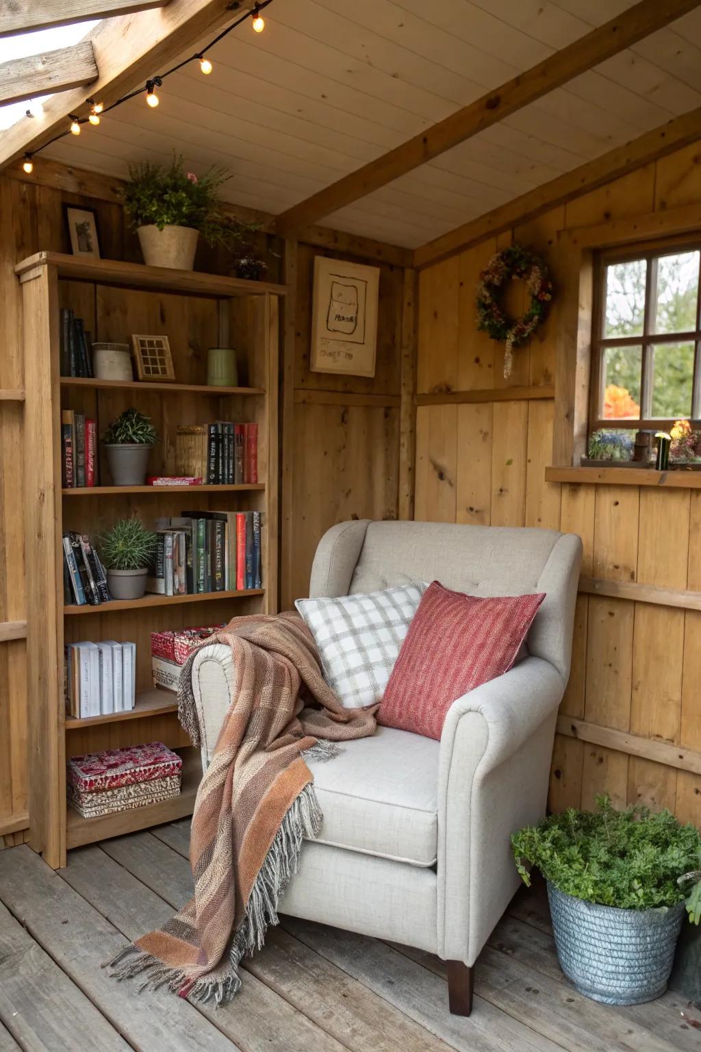 A snug reading nook perfect for relaxing with a book.