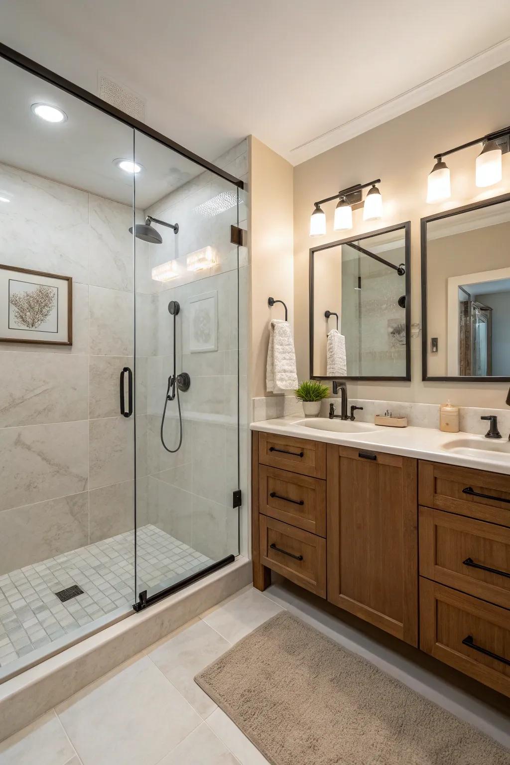 Level entry showers offer flawless shifts and modern appeal.