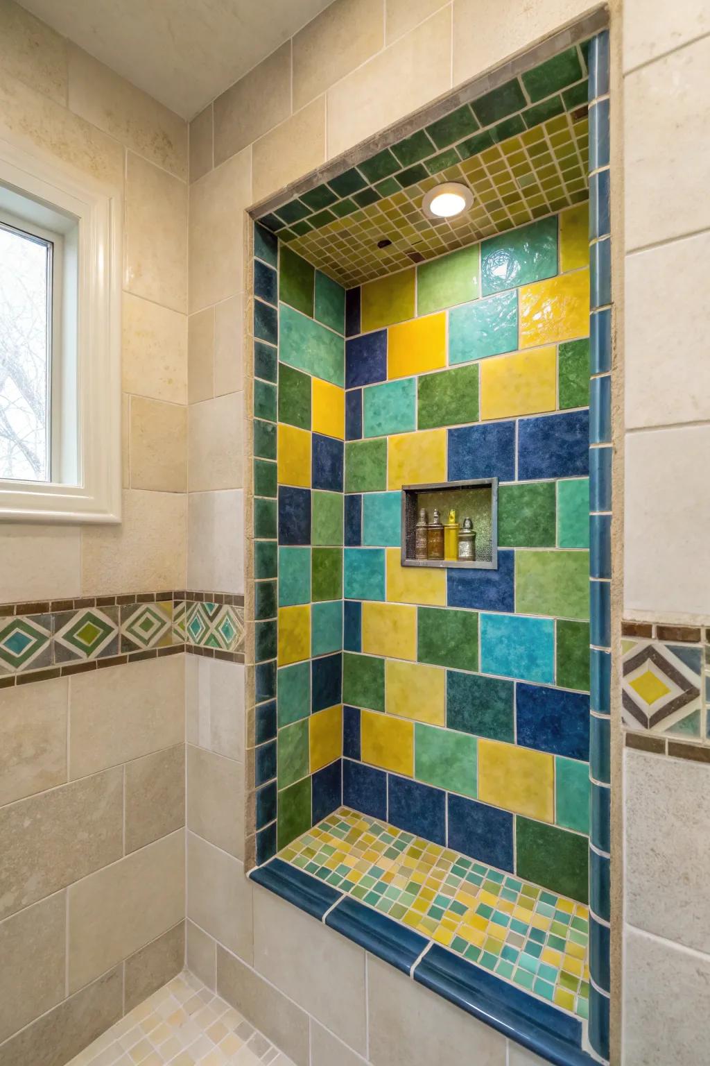 Accent tiles in recesses offer a chic and useful design component.