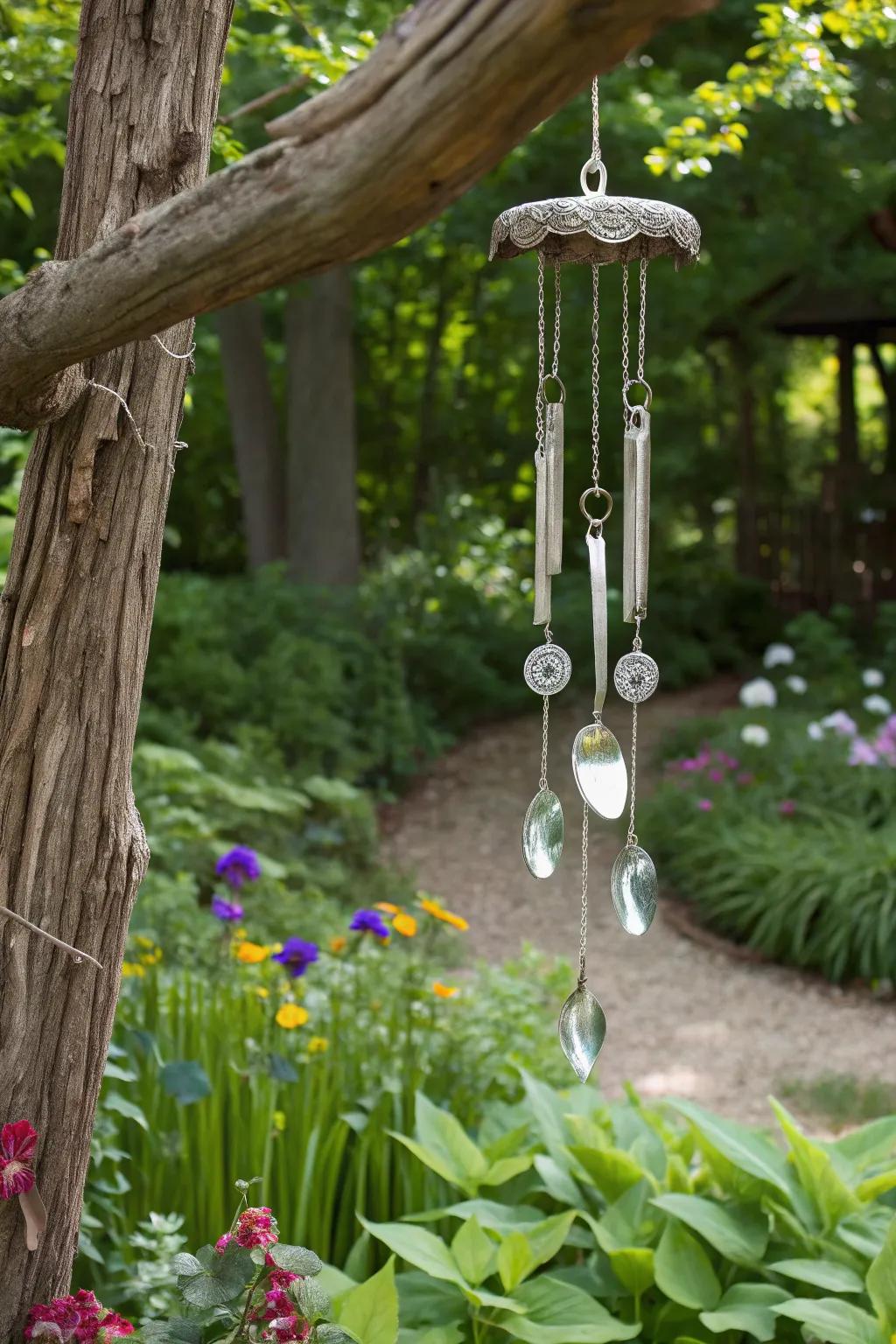 Seaside wood and silverware blend harmoniously in this outdoor setting.