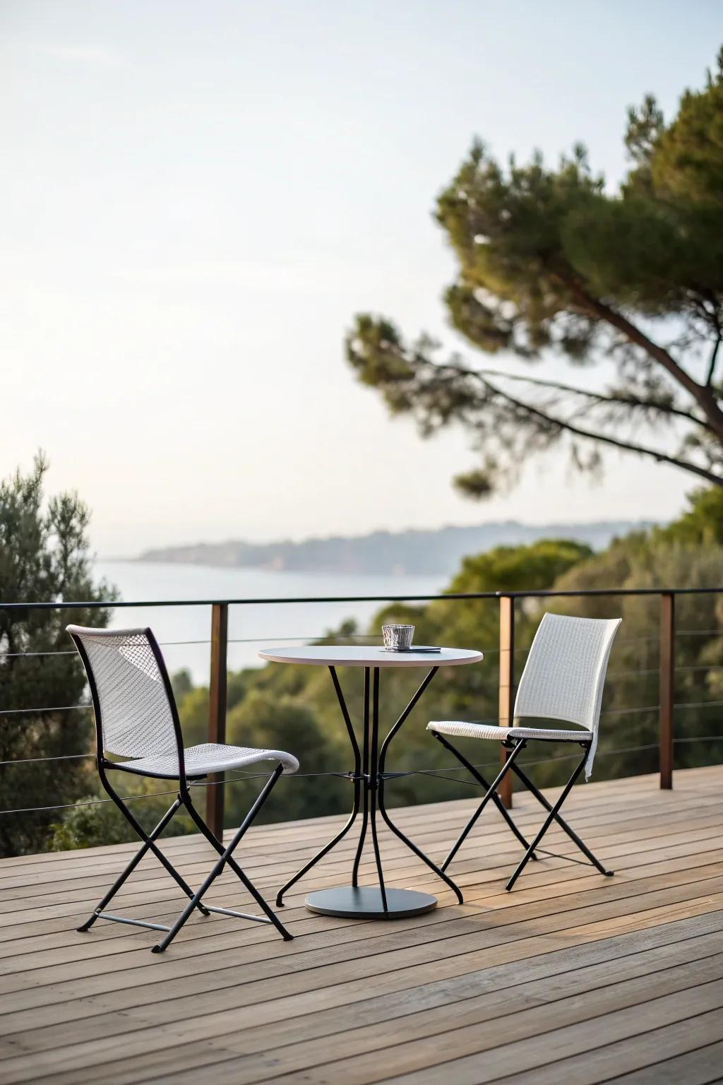 Streamlined furnishings maintain an open and welcoming deck.