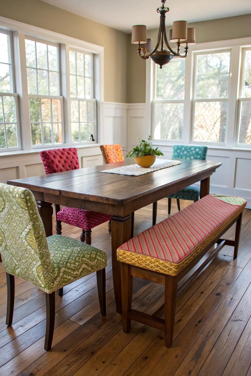 Diverse seating delivers a playful atmosphere to the dining zone.