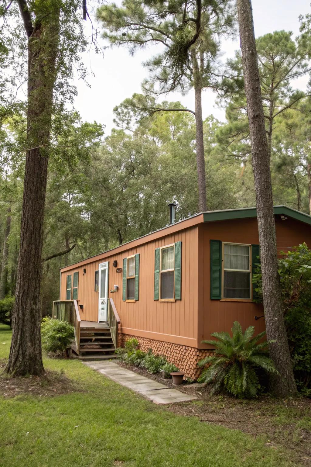 Natural hues harmonize your mobile home with nature's palette.