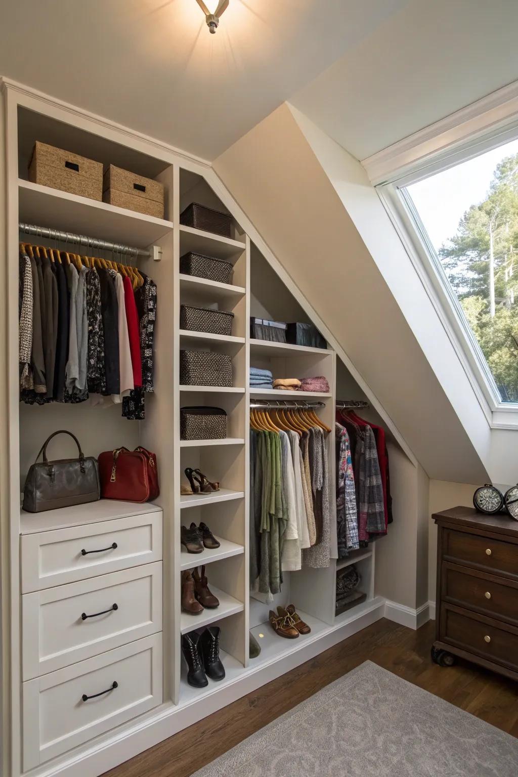 Upright storage optimizes every bit of space.