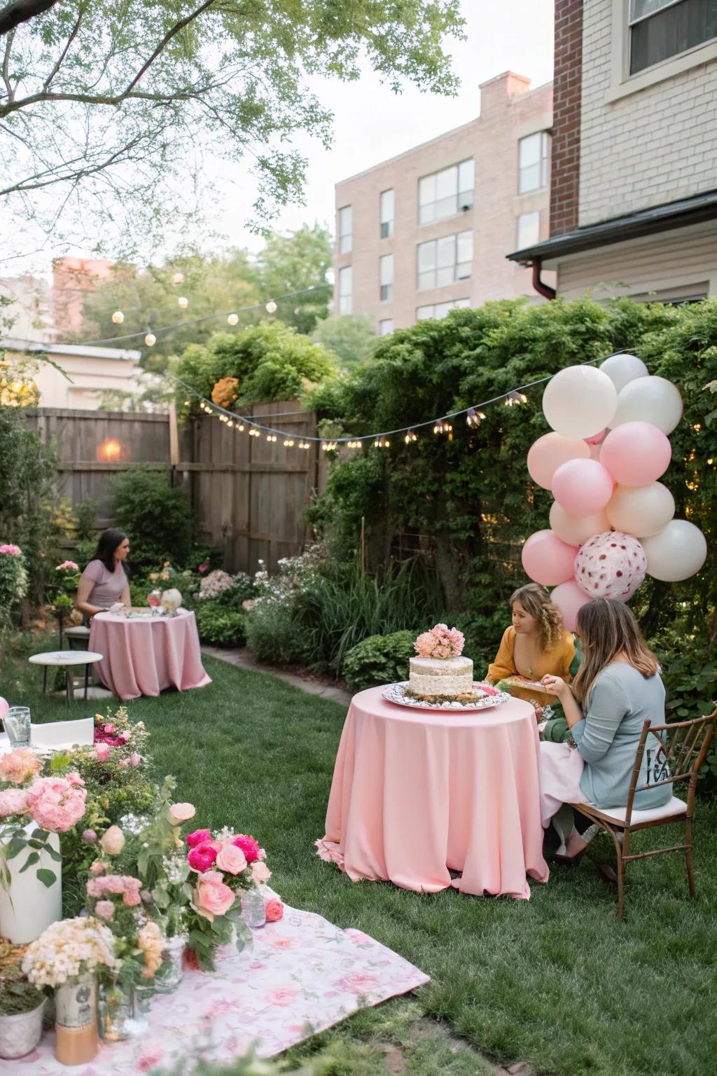 A magical garden scene perfect for a personal baby shower.