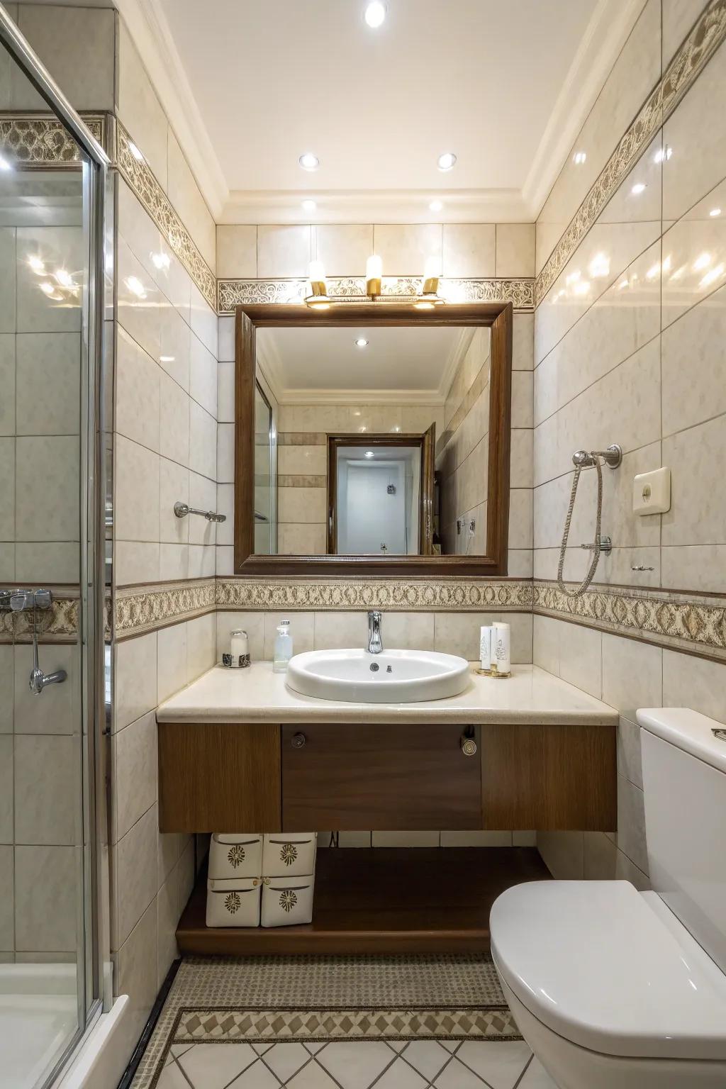 Mirrors are your secret weapon in expanding light and space within your bathroom.