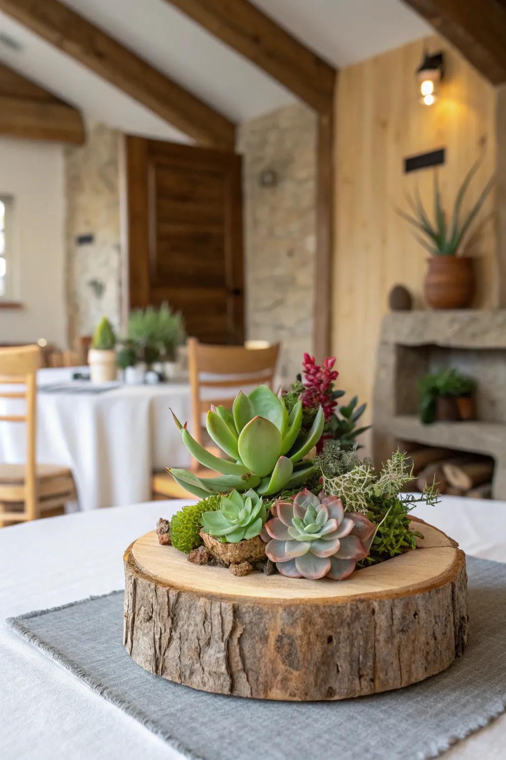 A nature-inspired centerpiece that introduces a rustic charm to any table.