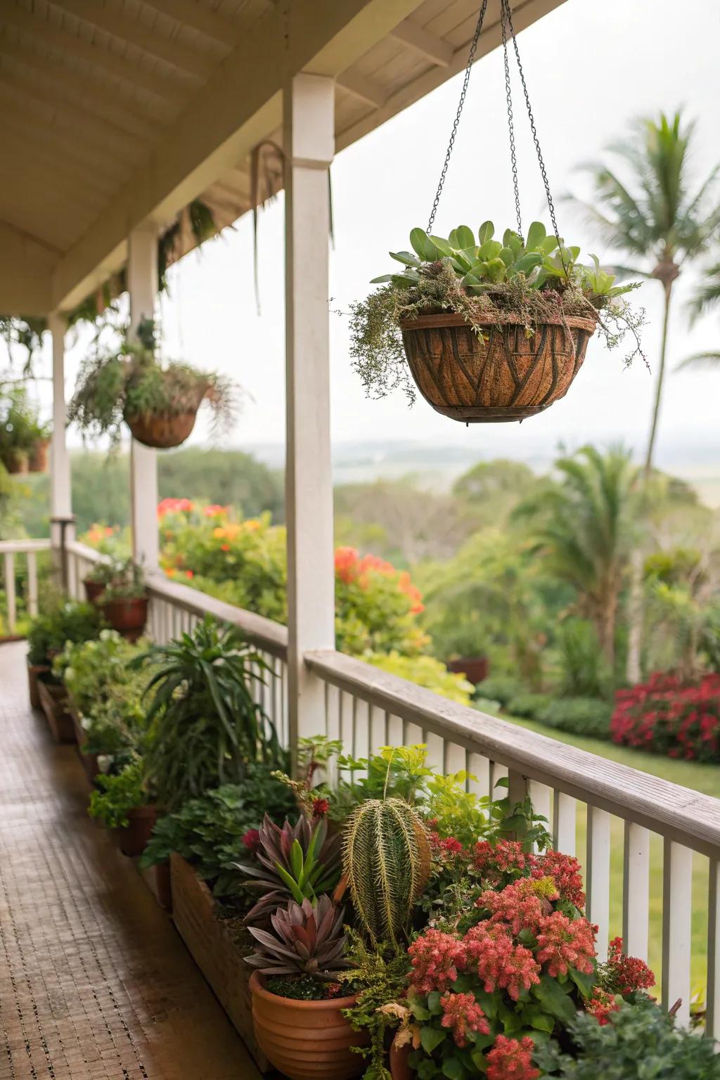 Elevate your lanai's charm with verdant foliage and vibrant flora.