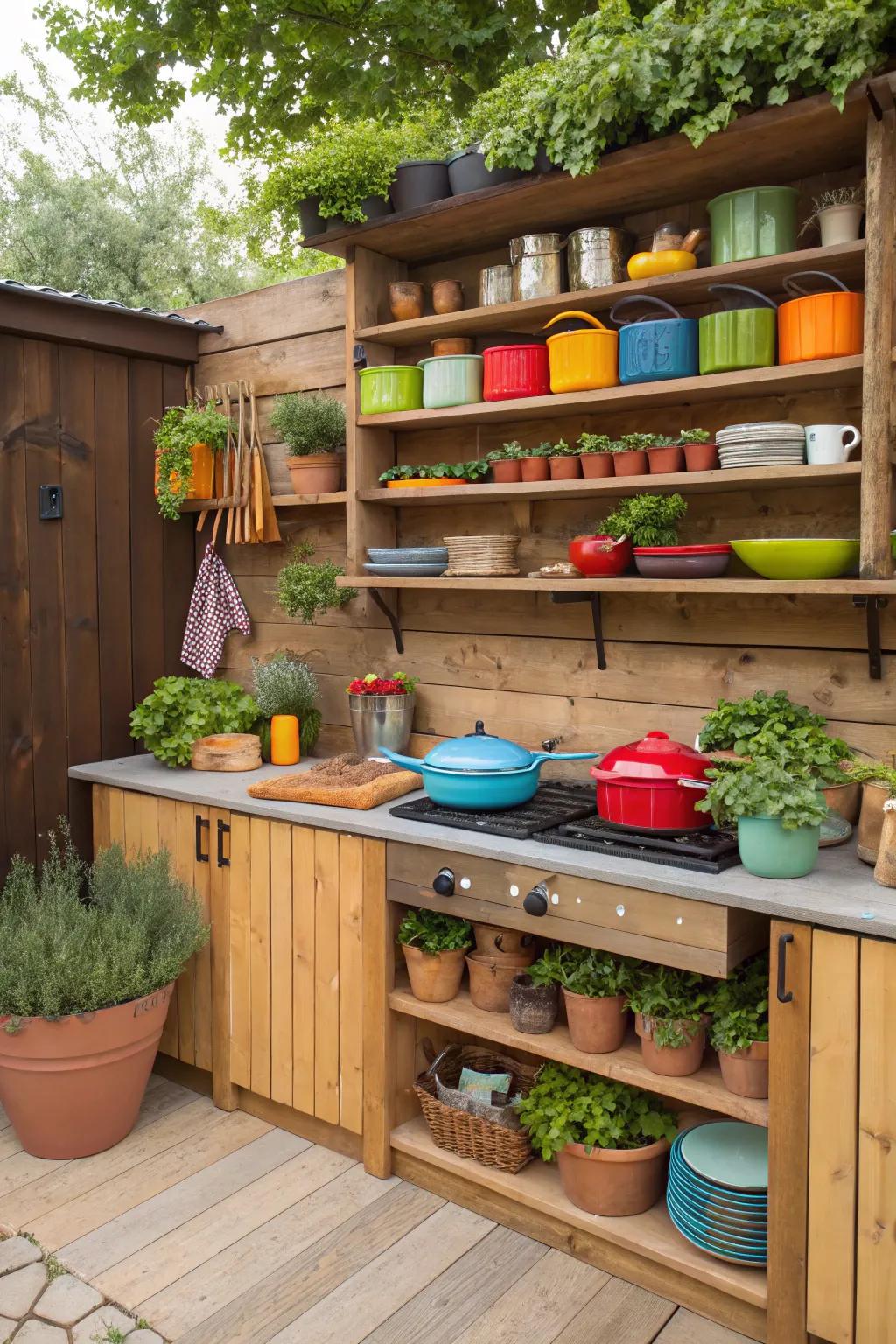 Both form and function may be achieved with open shelves.