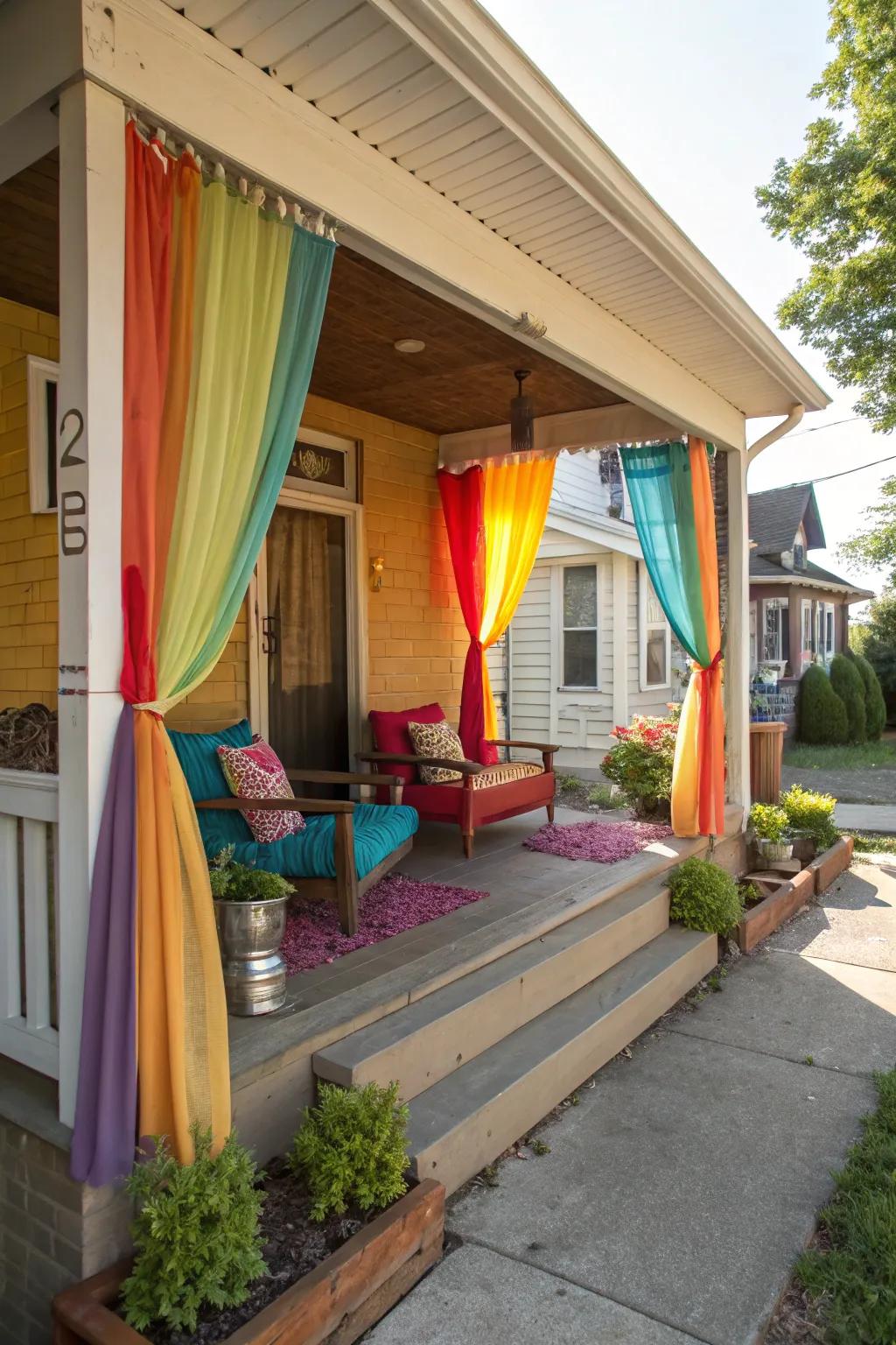 Bright curtains inject a lively energy into your outdoor events.