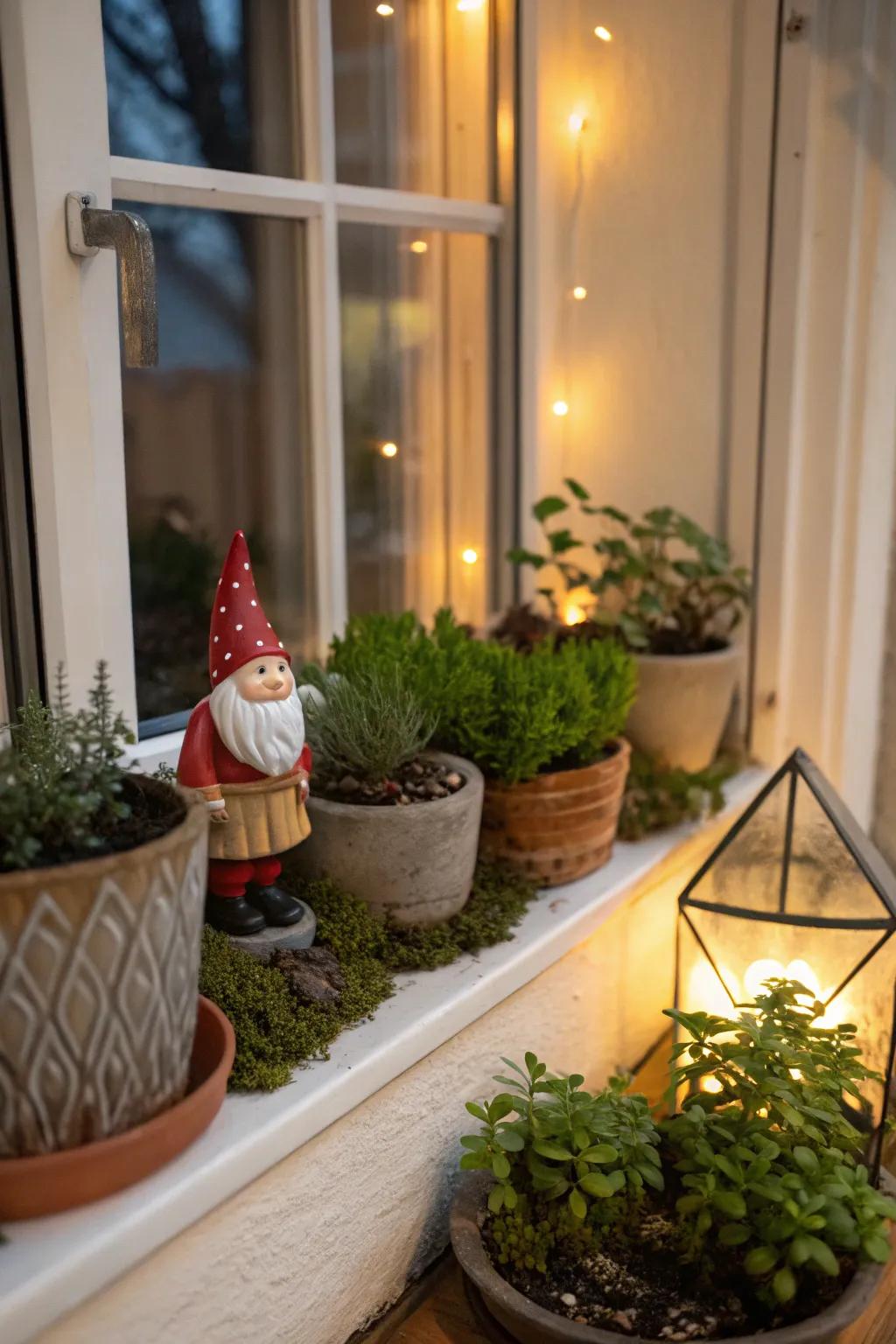 An imaginative scaled-down garden panorama in a compact window presentation.