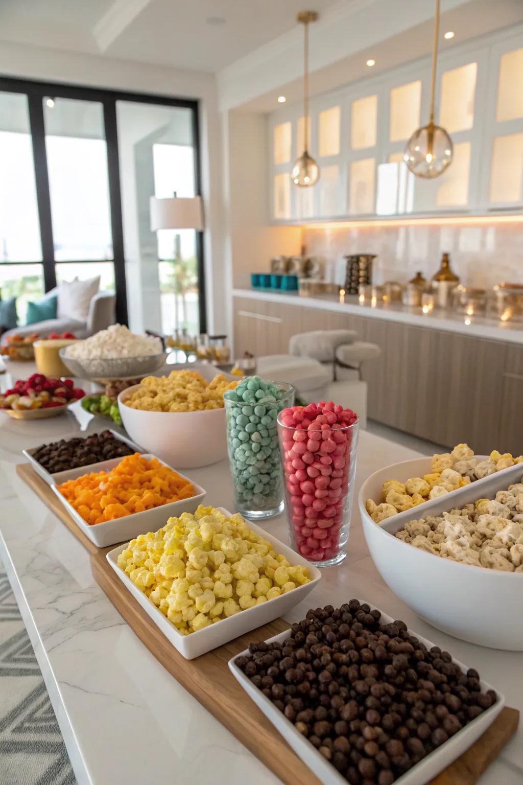 A customizable popcorn station for a playful snack adventure.