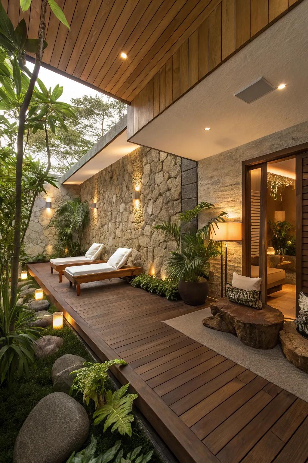 An area that encourages peace with natural elements.