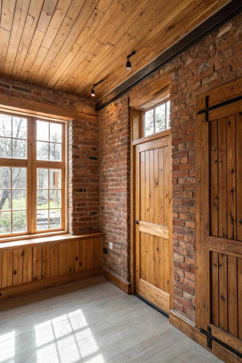 Exposed brick and timber enhance the rustic allure of your speakeasy décor.