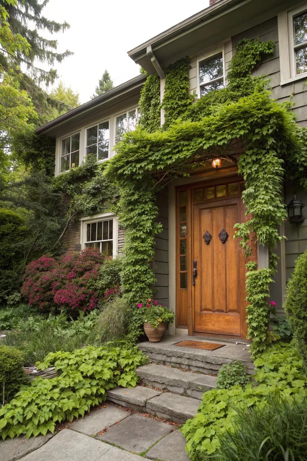 Natural wood doors radiate warmth and class in your split-level home.