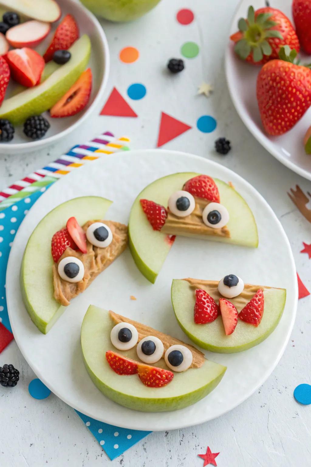 Ghoulish apple bites injecting a playful chill into your festivity.