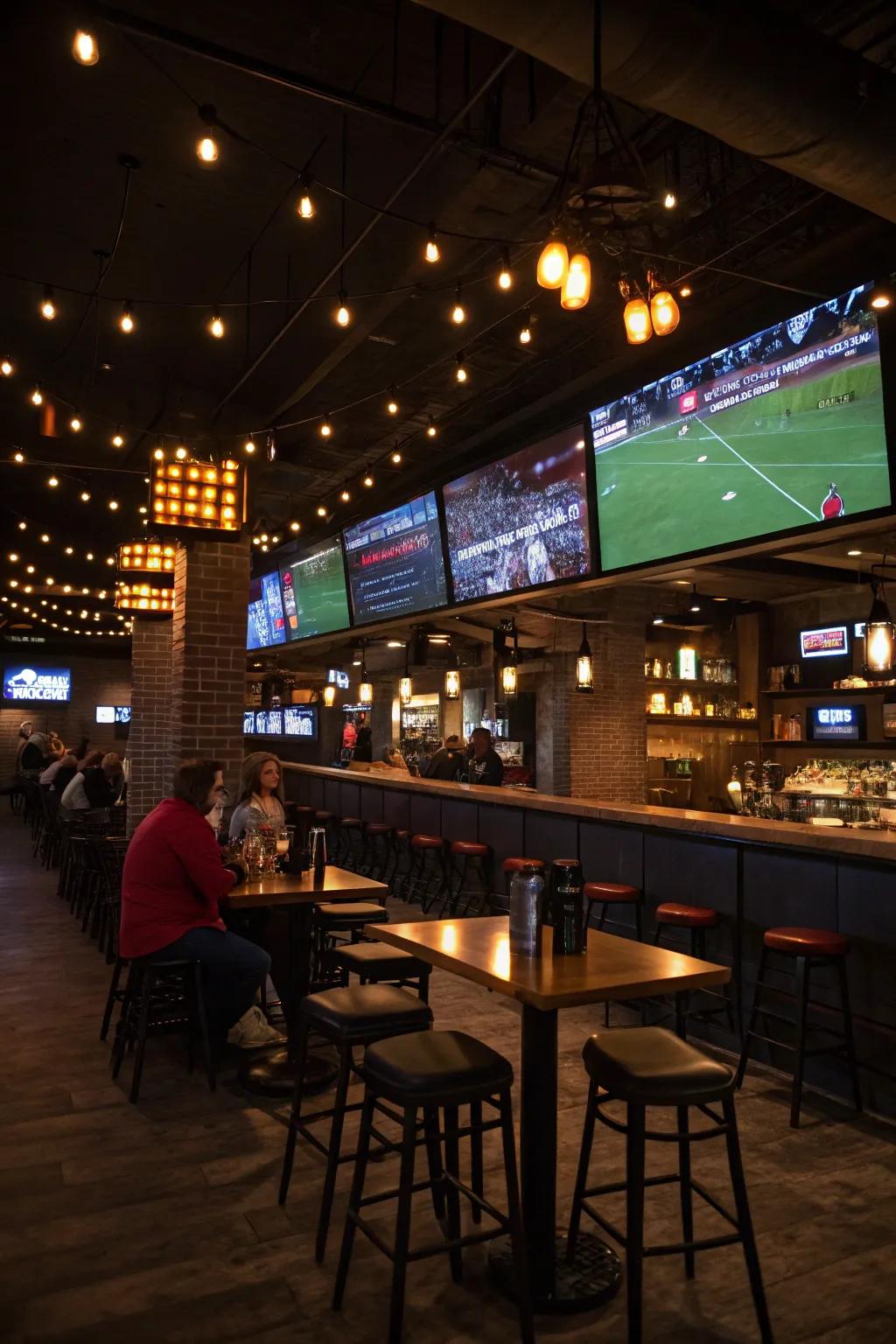 Soft lighting sets the perfect tone for an engaging game-watching experience.