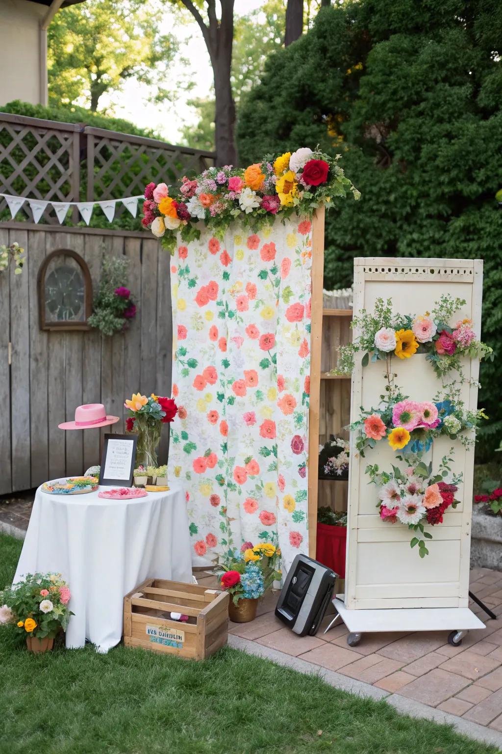 Immortalize moments with a playful garden-themed photo booth.