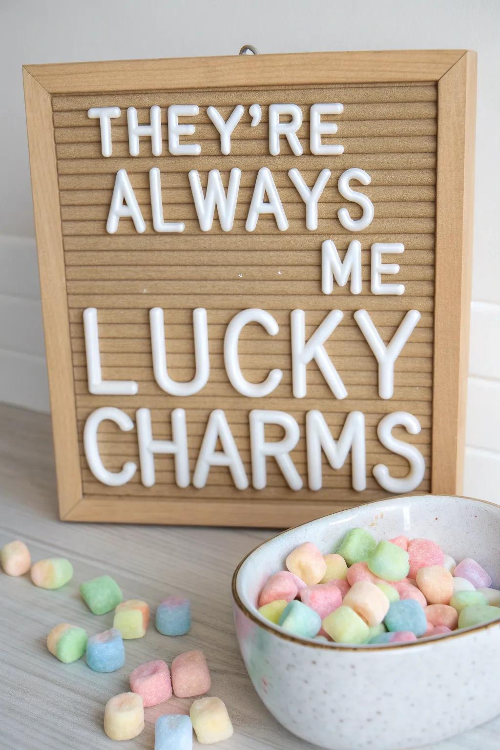 A whimsical reference to a classic phrase, ideal for playful St. Patrick's Day decorations.